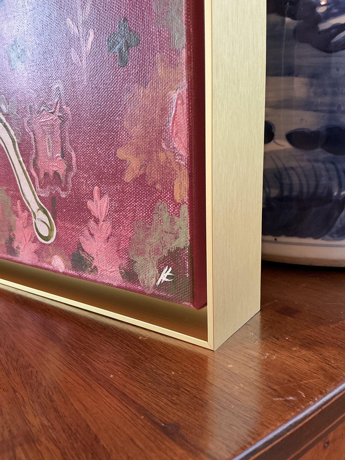 Heather Carey Rose And Reins Horse Portrait Mixed Media in Gold Frame
