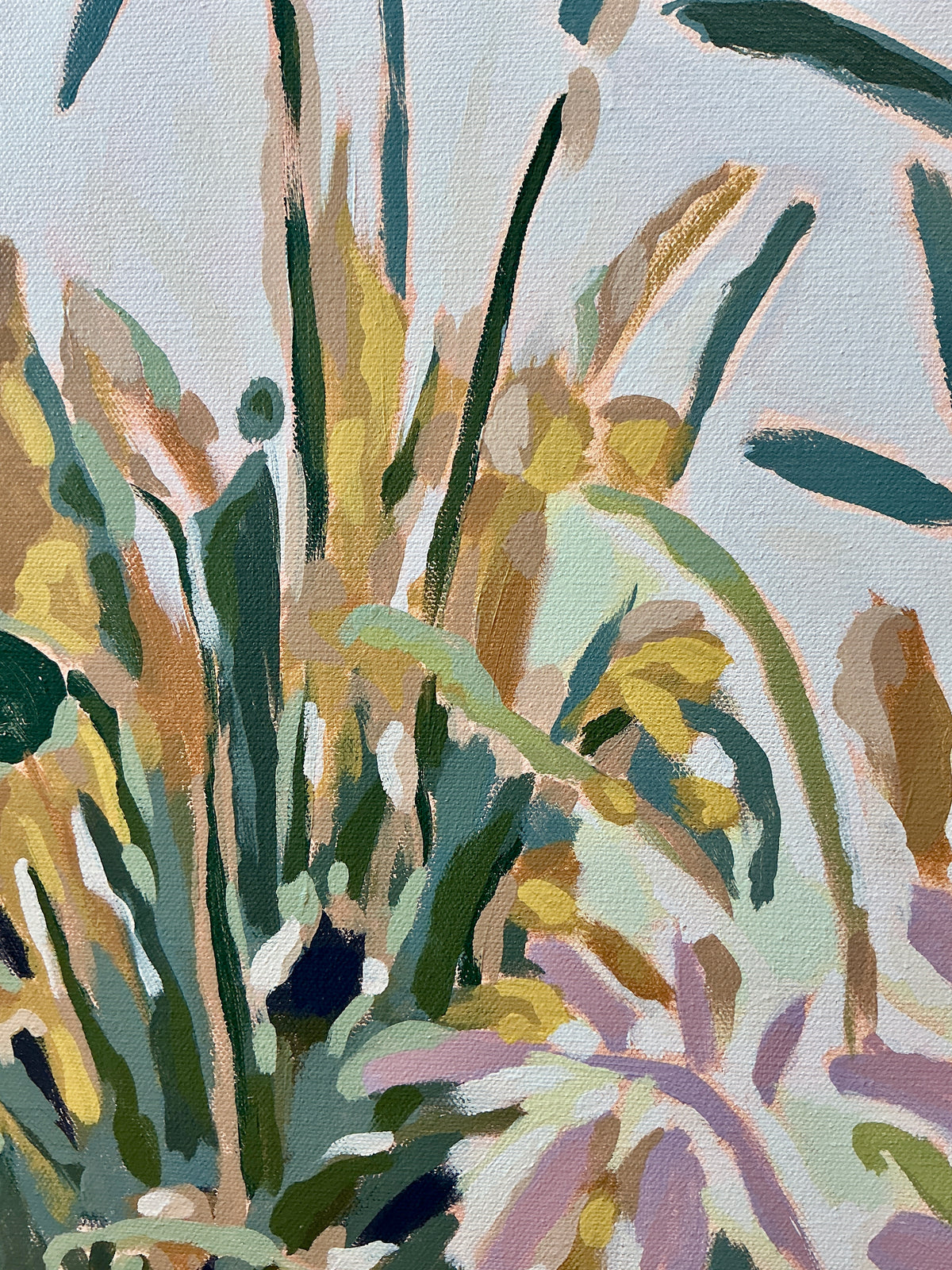 Jessa Butler Lavender Fields Forever Expressionist Botanical Painting in Gold Floater Frame
