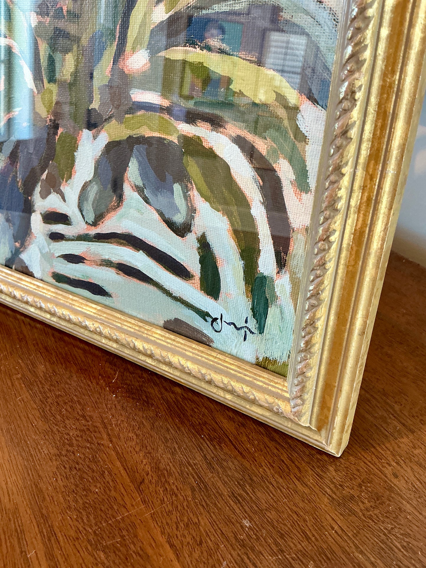 Jessa Butler Stay Handsome Expressionist Botanical Painting in Gold Frame