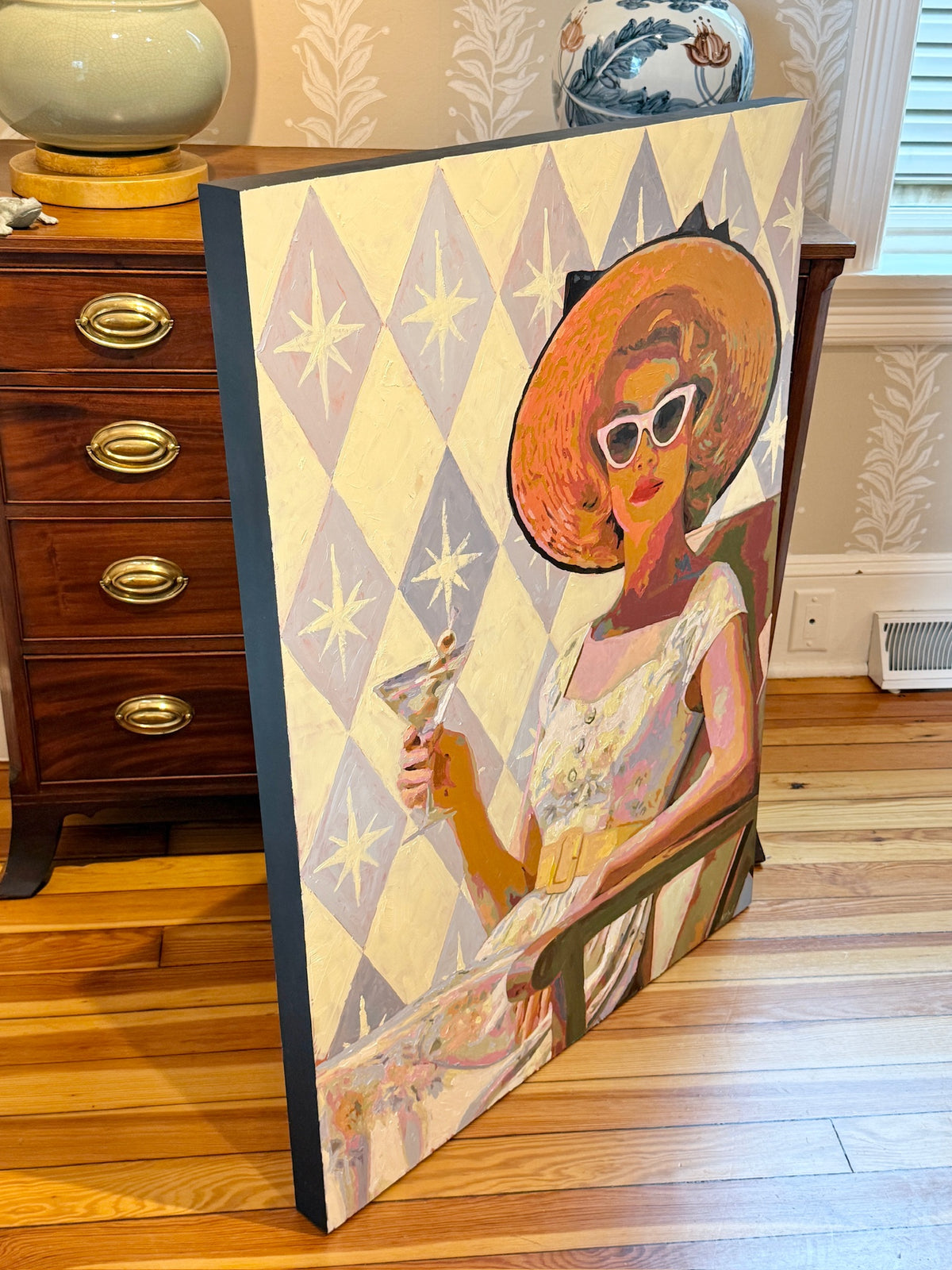 Karen McCool I Never Let My Glass Get Half Empty Because I Am a F'in Optimist Oil Painting