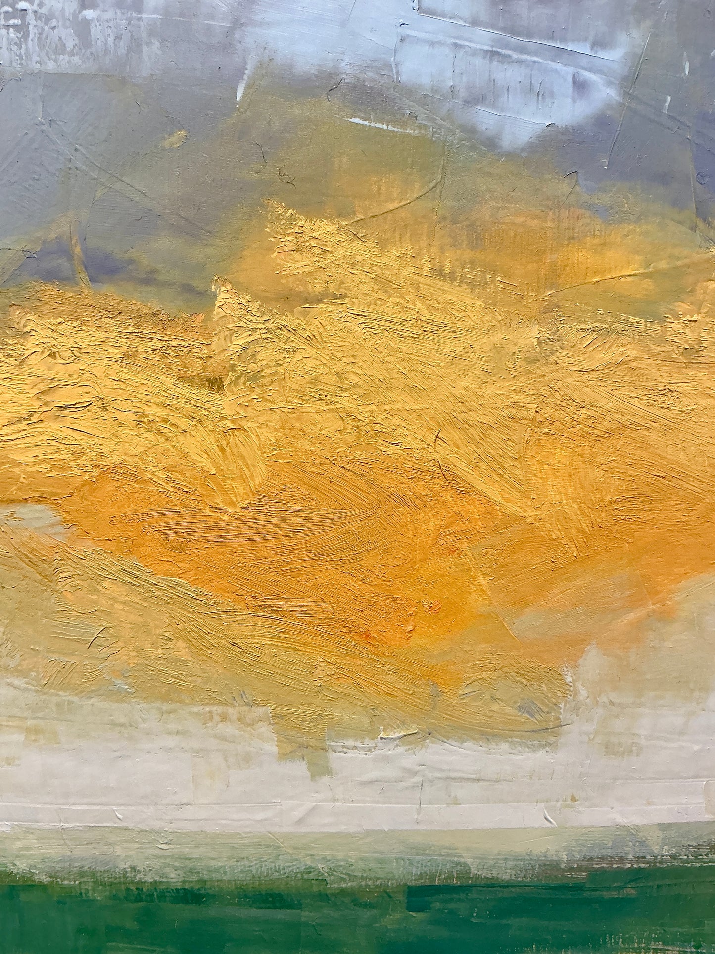 Carol Lesher Golden Hour Coastal Landscape Oil Painting in Natural Wood Frame