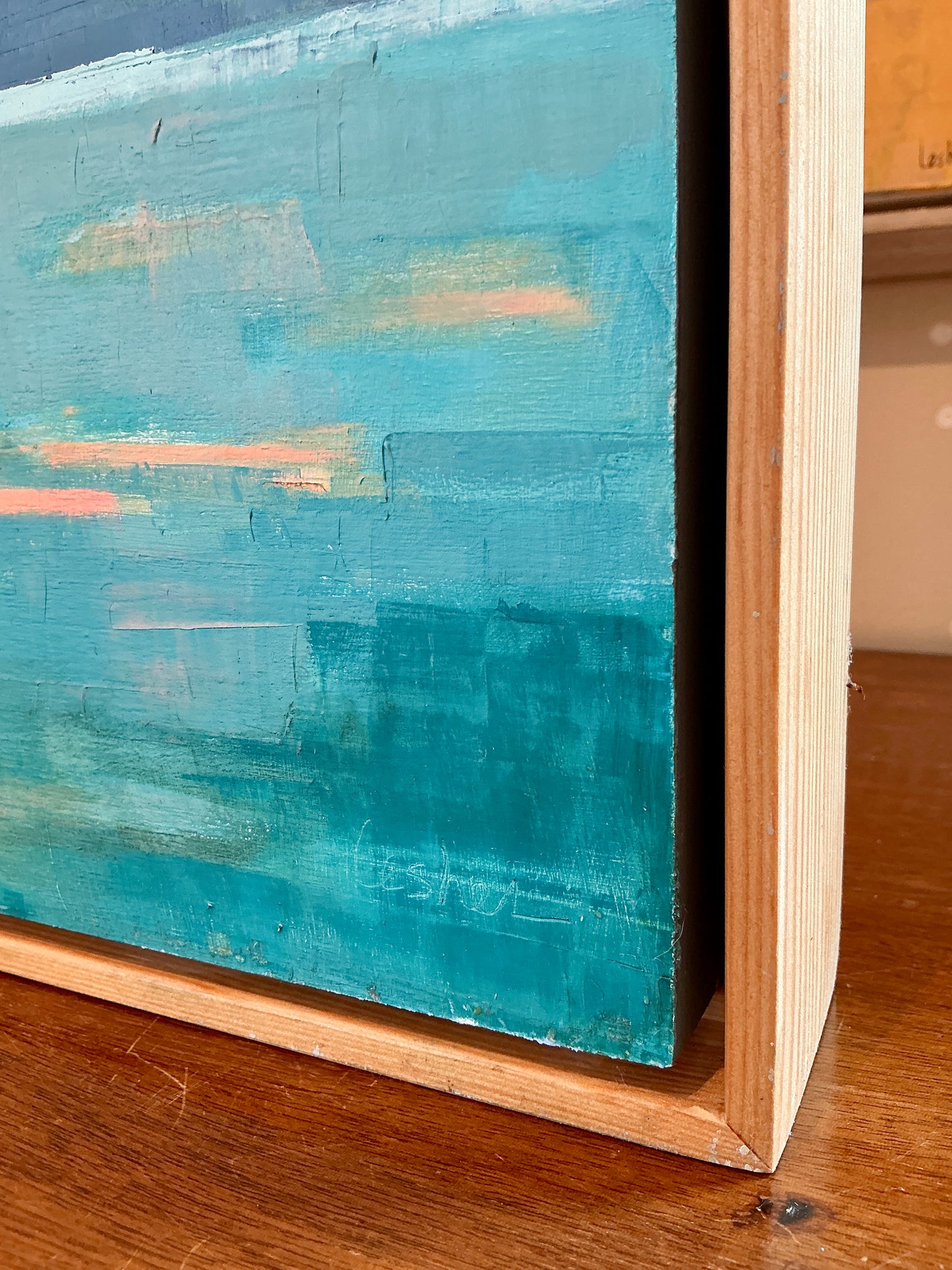 Carol Lesher Like A Dream Coastal Landscape Oil Painting in Natural Wood Frame