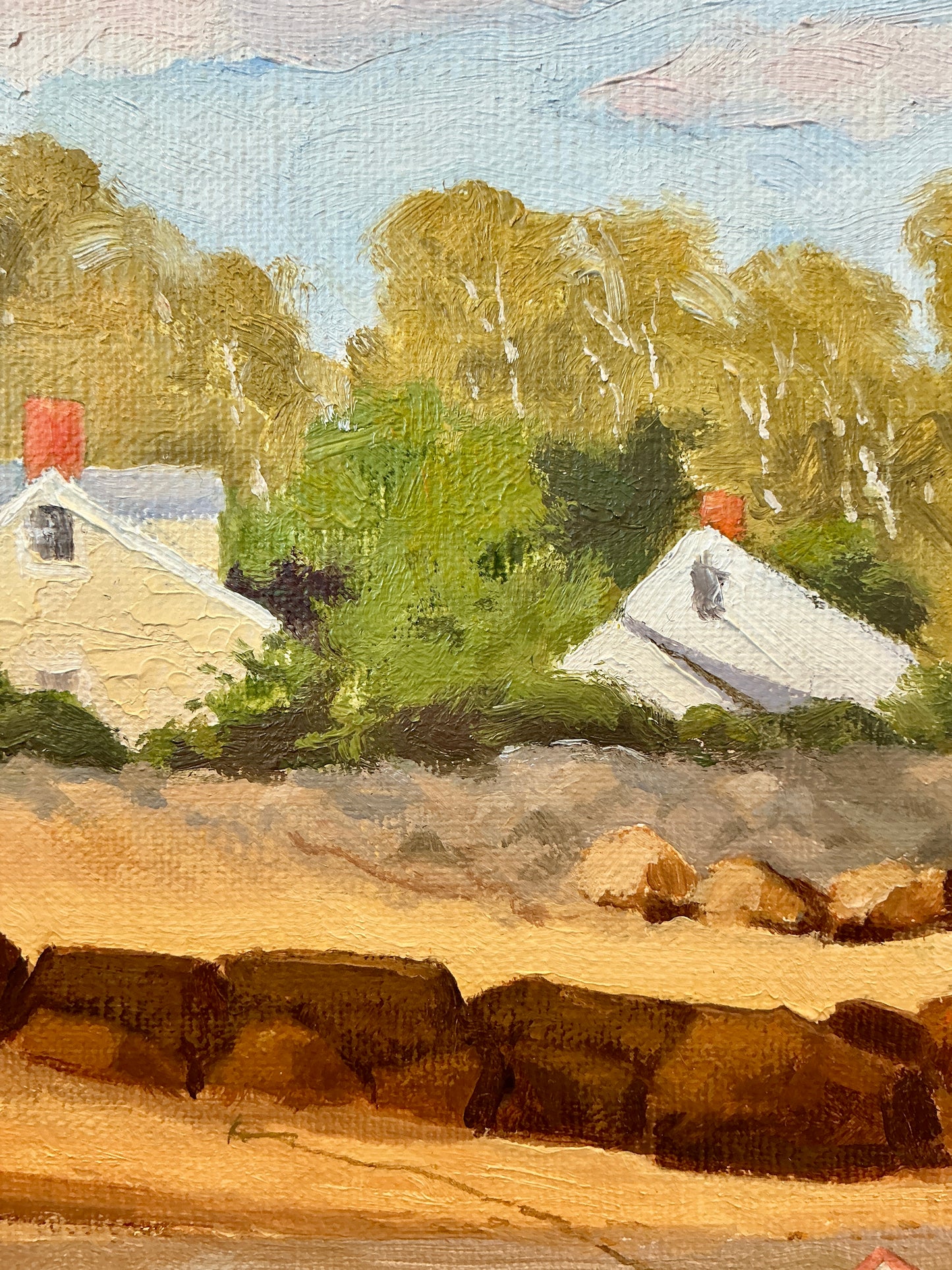 Anthony R. Thompson Early Mornings Cape Cod Bay Coastal Landscape Oil Painting in Gold Frame