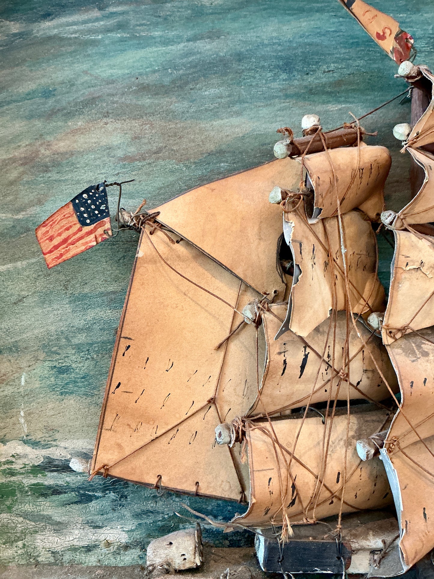 19th Century American Sail Ship Painted Diorama
