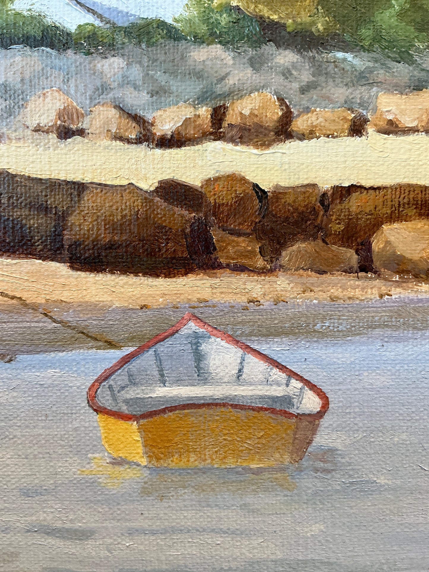 Anthony R. Thompson Early Mornings Cape Cod Bay Coastal Landscape Oil Painting in Gold Frame