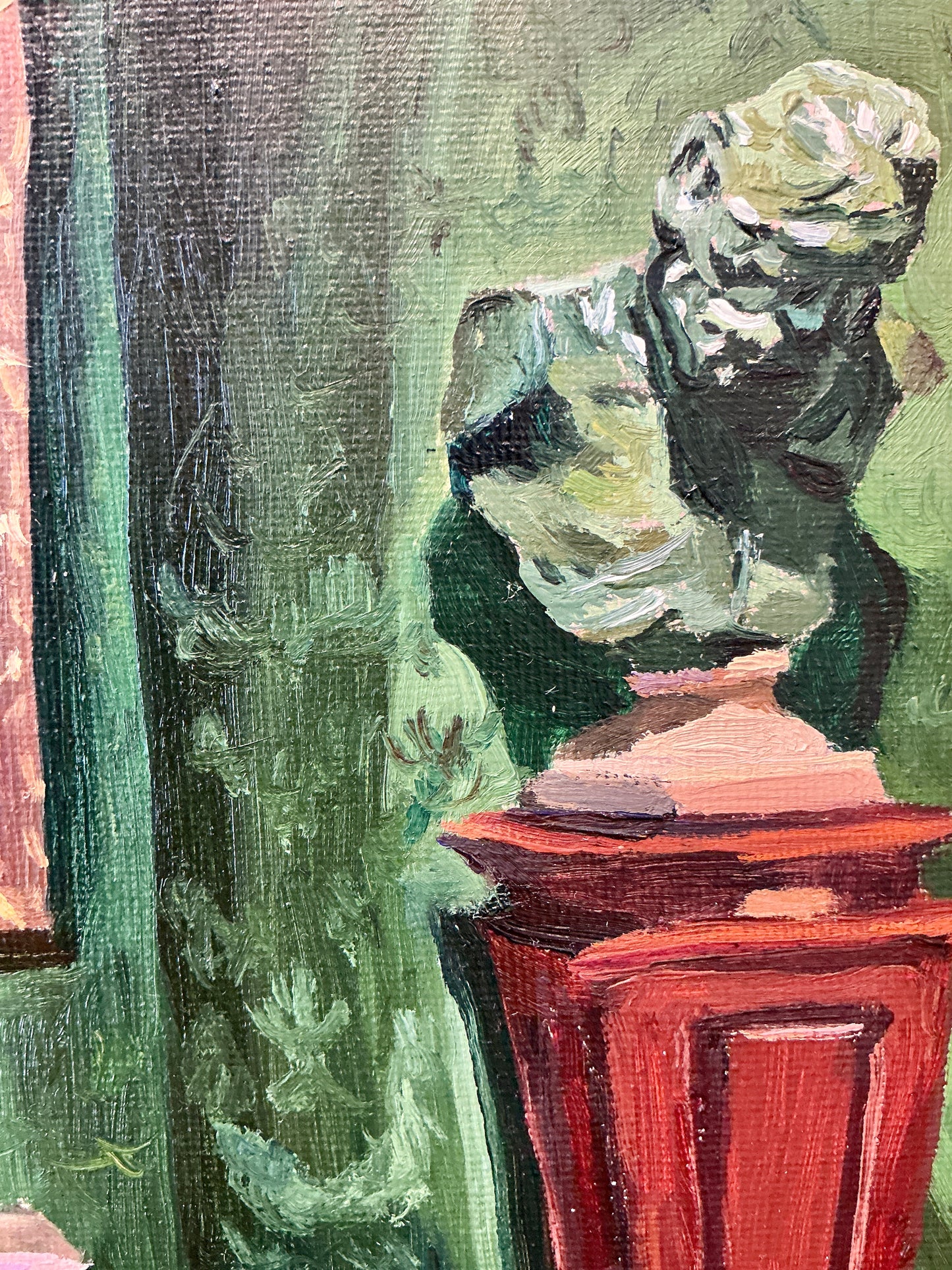 Stephanie Doucet Victor Hugo In The Green Room French Interior Oil Painting in Gold Frame