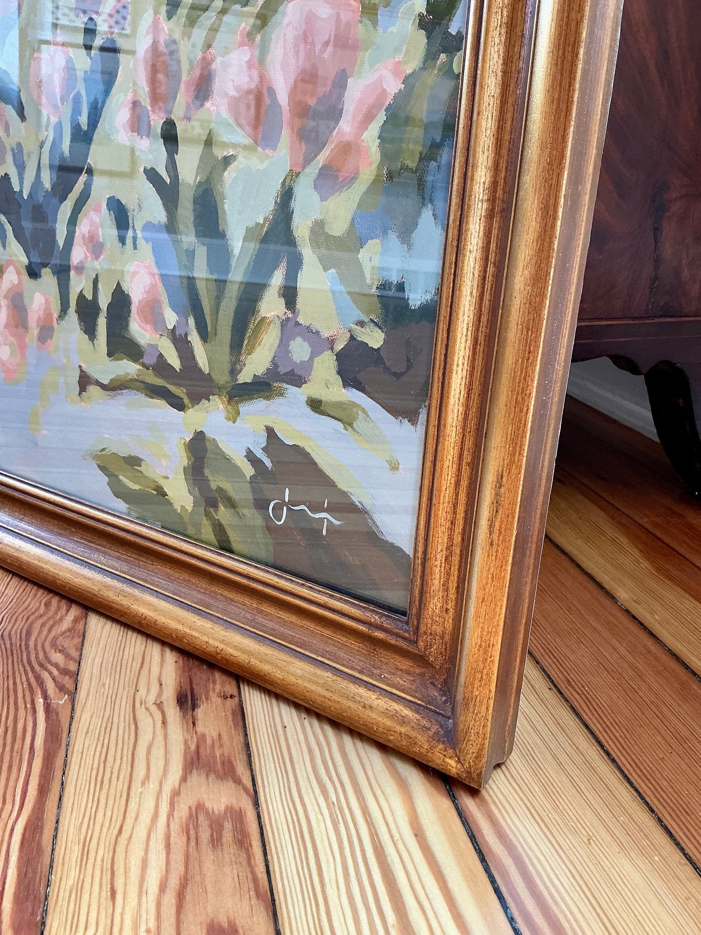 Jessa Butler Getaway Expressionist Botanical Painting in Gold Frame