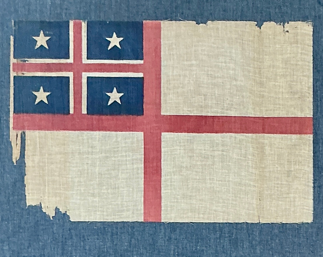Antique Muslin United Tribes Of New Zealand Flag on Chambray in Gold Frame