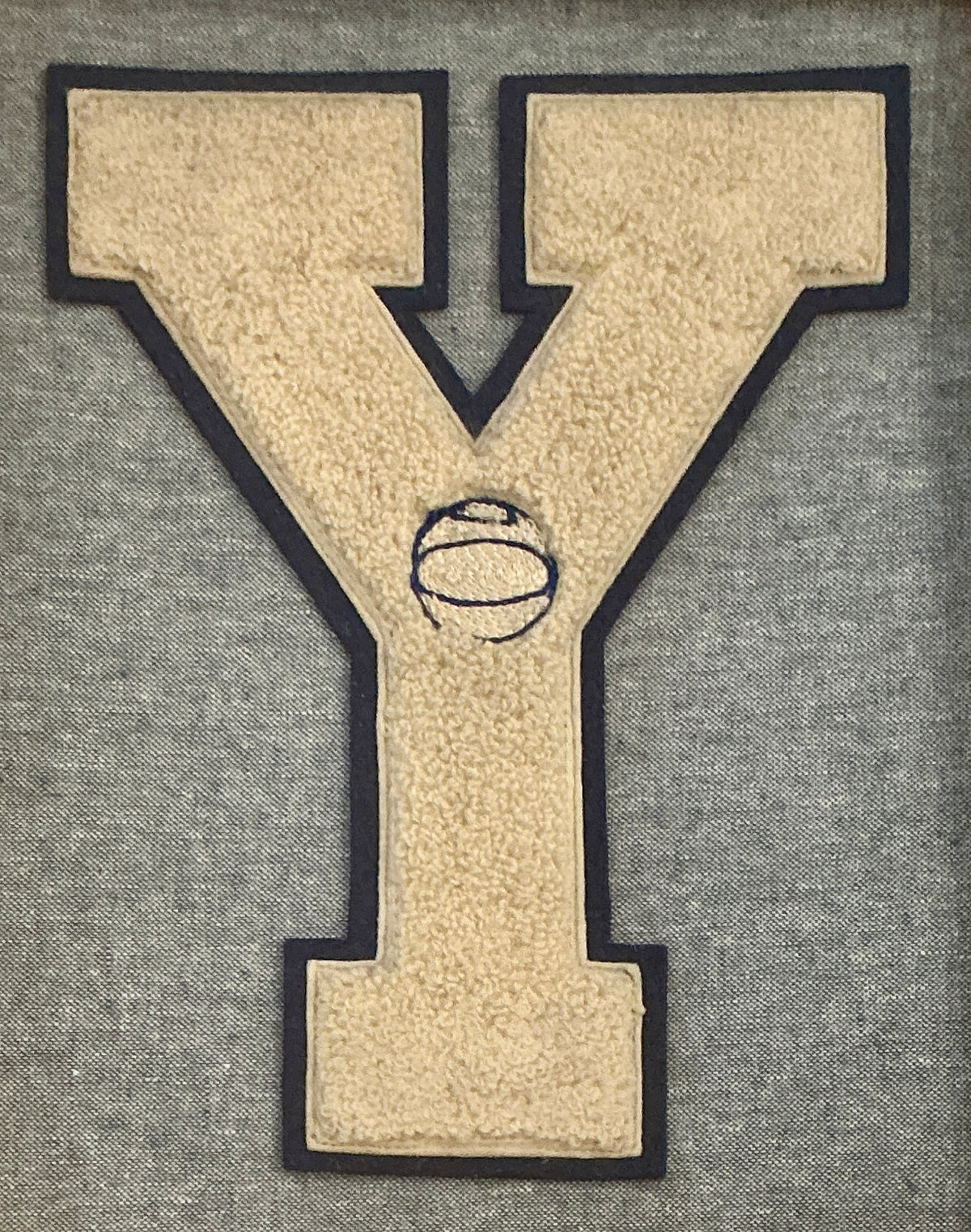 Vintage Varsity Basketball Letter Initial "Y" on Light Blue in Gold Frame