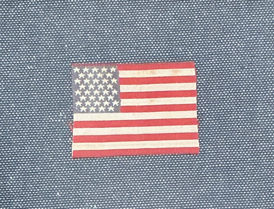Antique Silk 36 Star American Flag on Blue Pique in Dark Gold Carved Frame