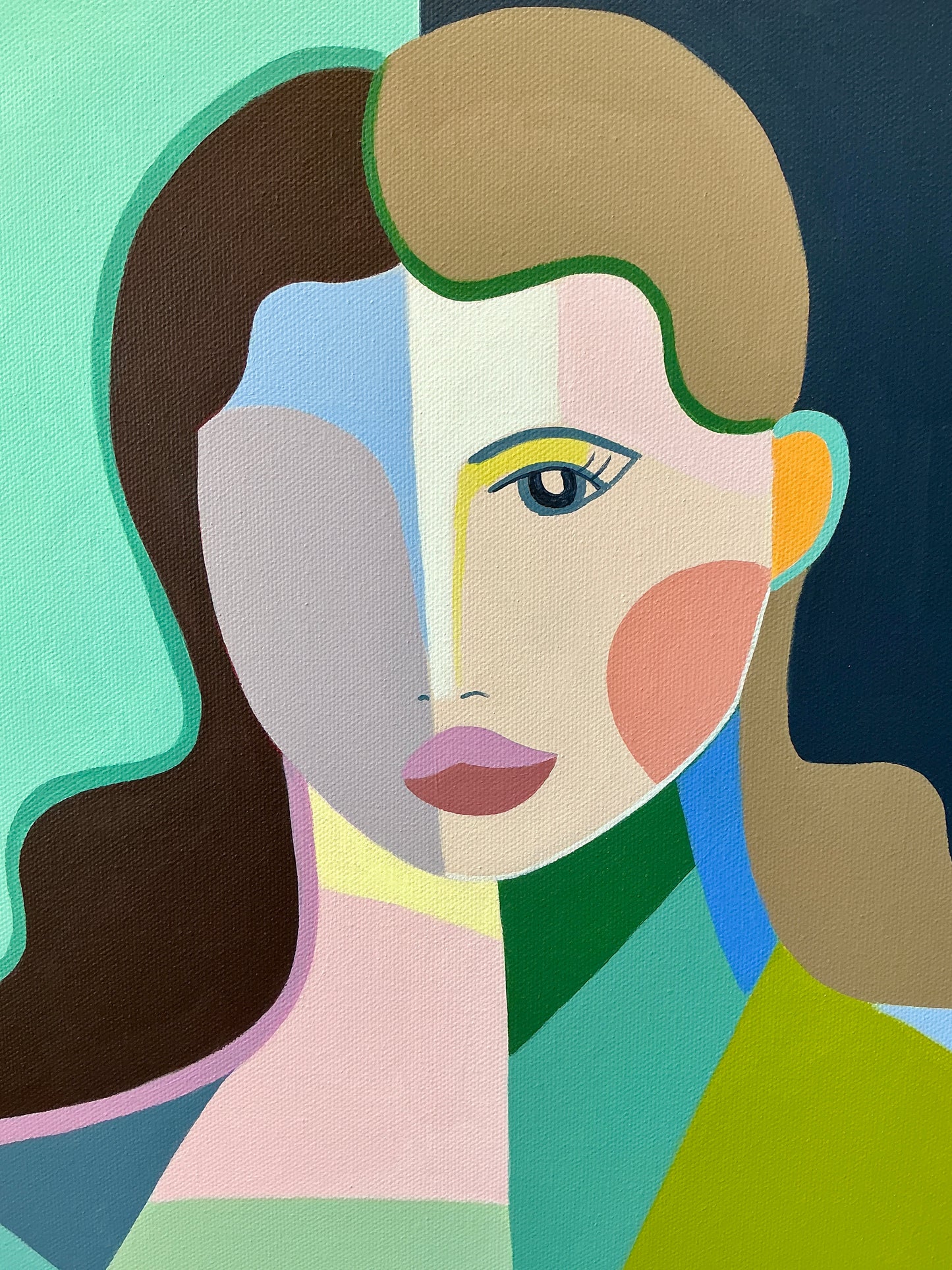 Rebecca Adler Juno Female Expressive Portrait Painting in Gold Floater Frame