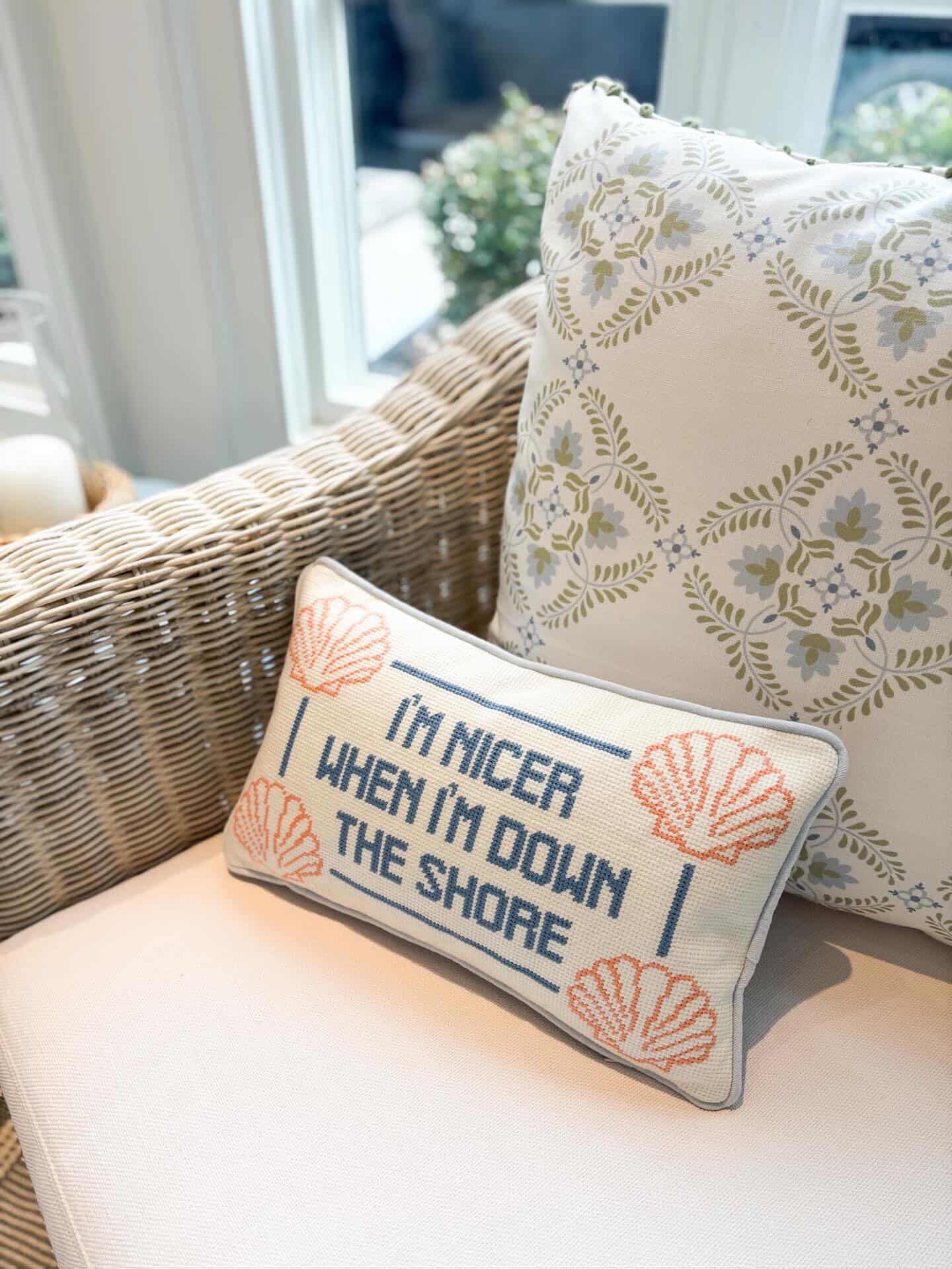 "I'm Nicer When I'm Down the Shore" Needlepoint Pillow