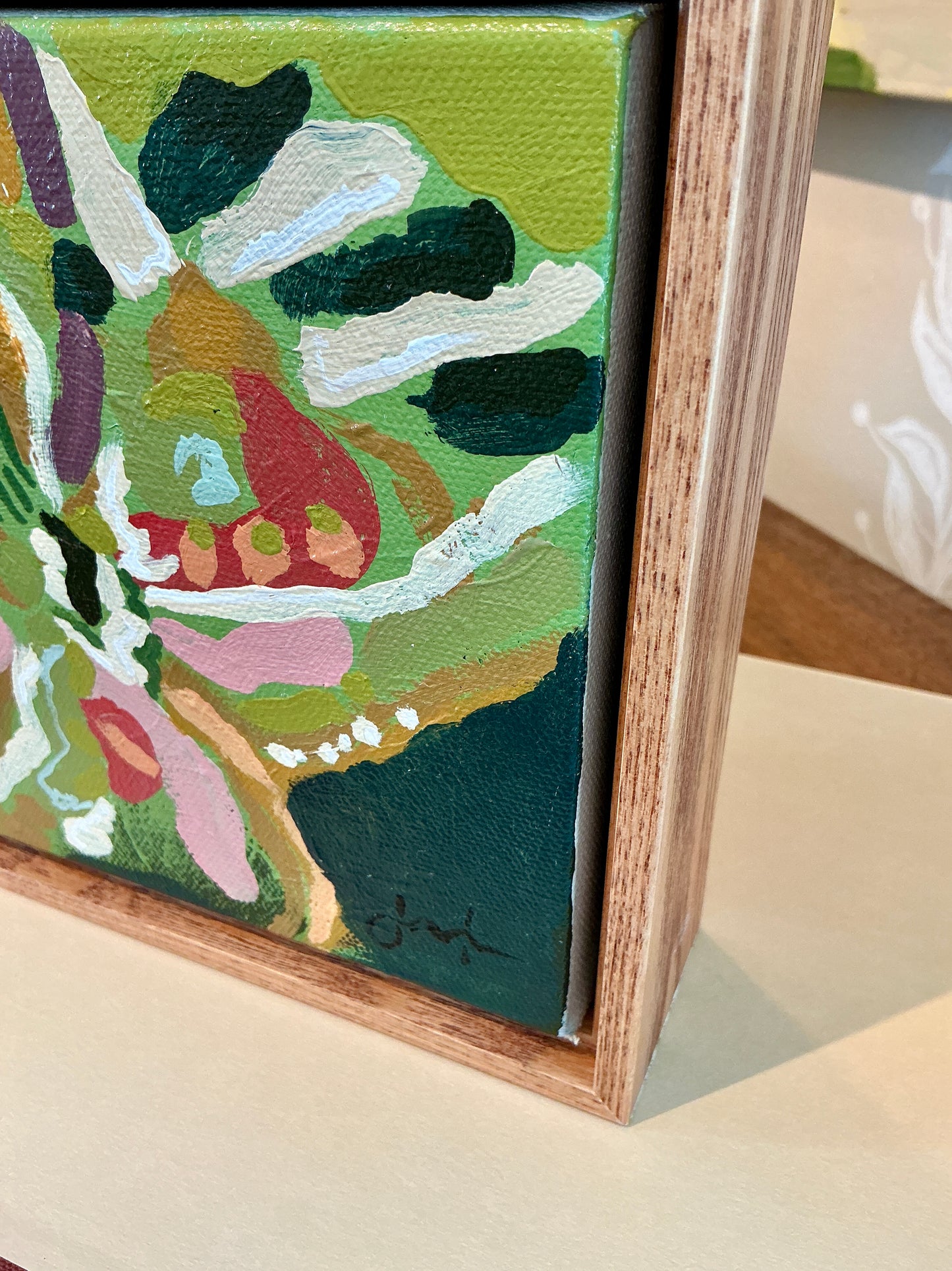 Jessa Butler Tribal Butterfly II Expressionist Painting in Wood Floater Frame