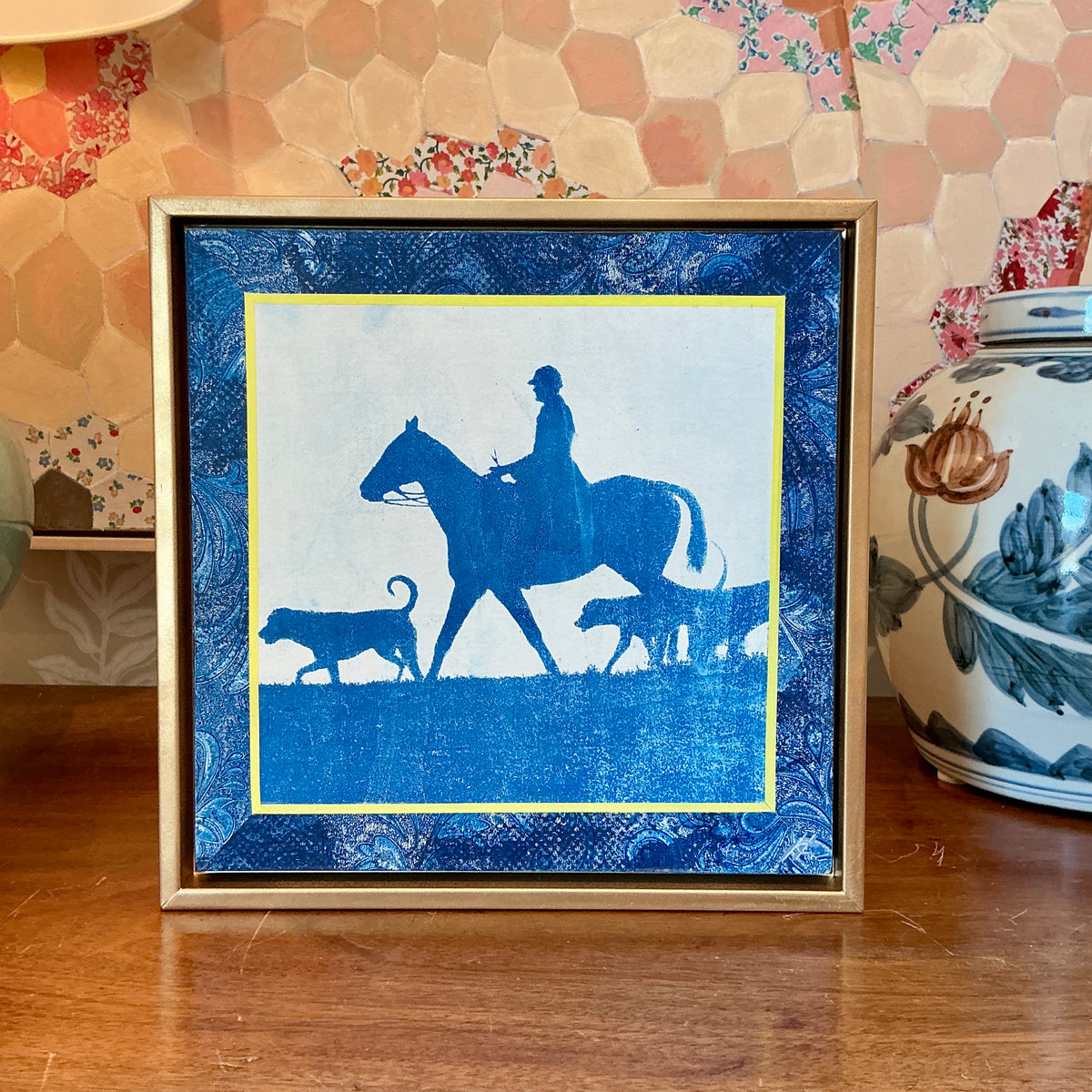 Heather Carey Along for the Ride Horse Portrait Mixed Media in Gold Floater Frame
