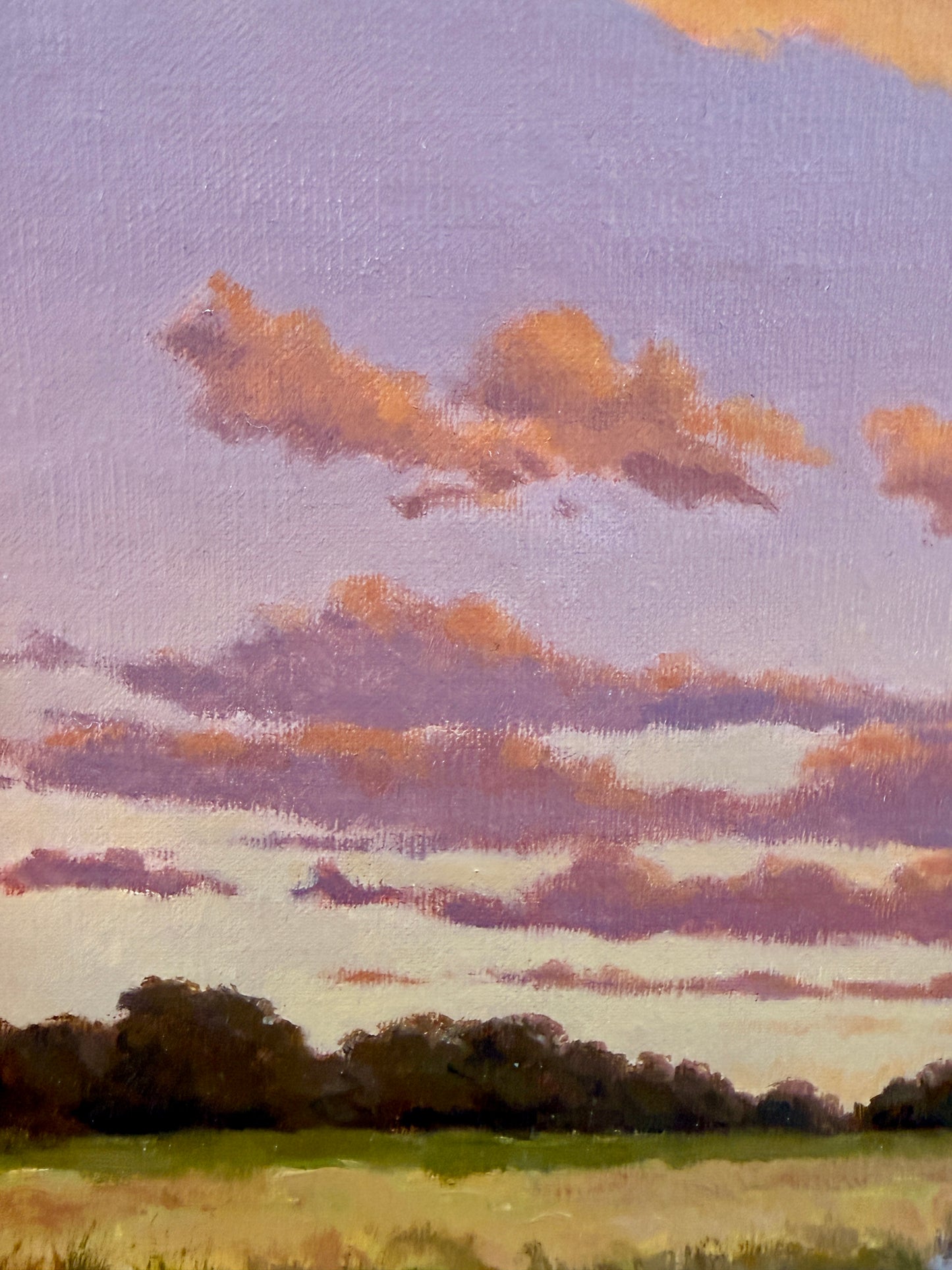 Anthony R. Thompson Salt Marsh Evening Landscape Oil Painting in Gold Frame