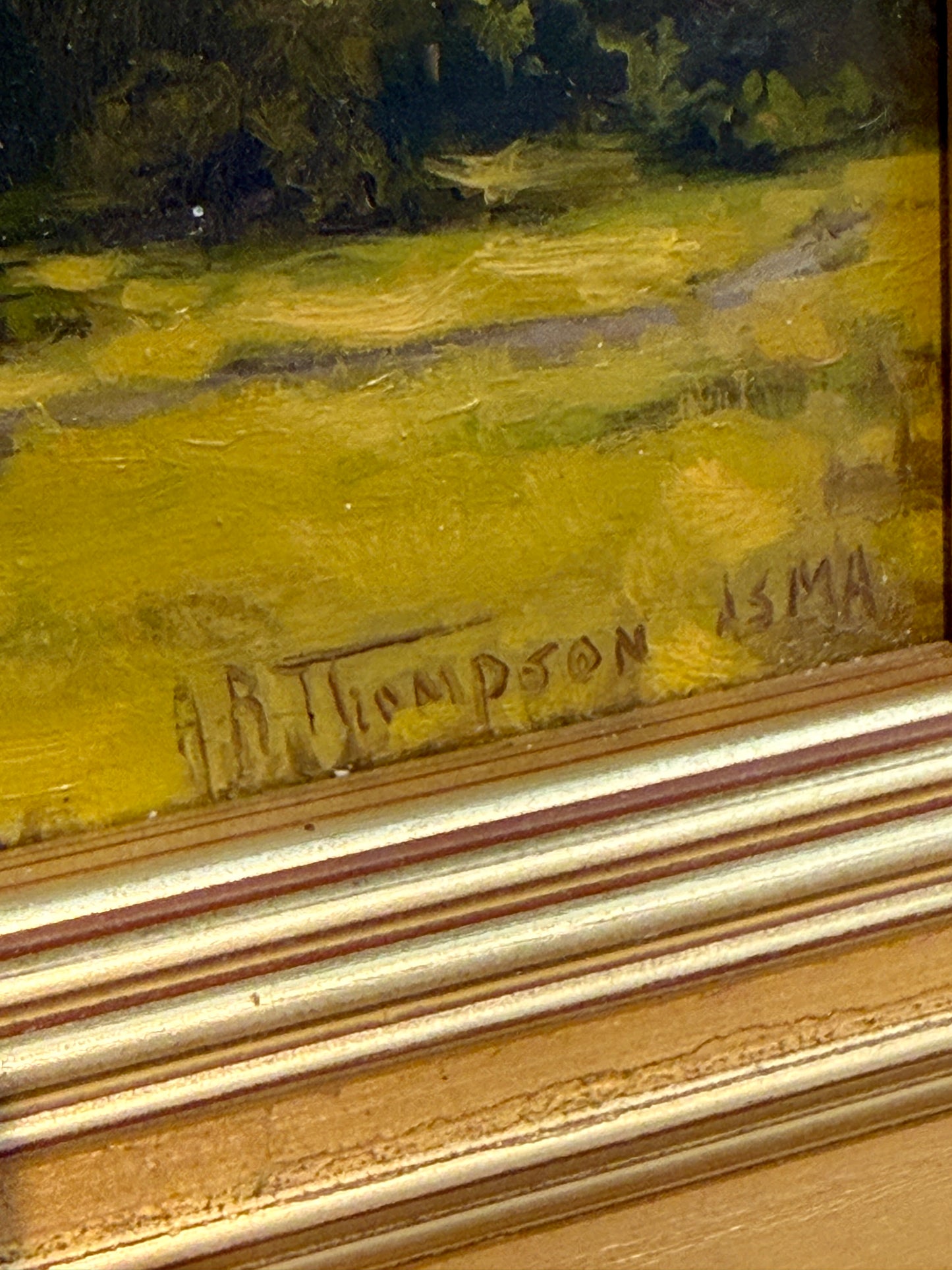 Anthony R. Thompson Old Point Comfort Oil Landscape Painting in Gold Frame