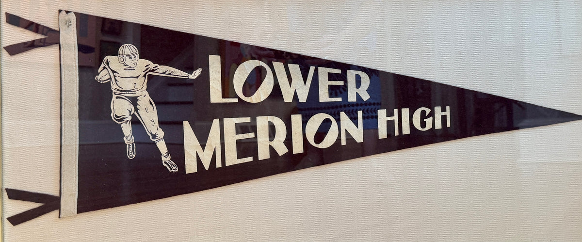 Vintage Lower Merion High Pennant on Ivory Duck Cloth in Gold Frame