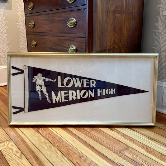 Vintage Lower Merion High Pennant on Ivory Duck Cloth in Gold Frame