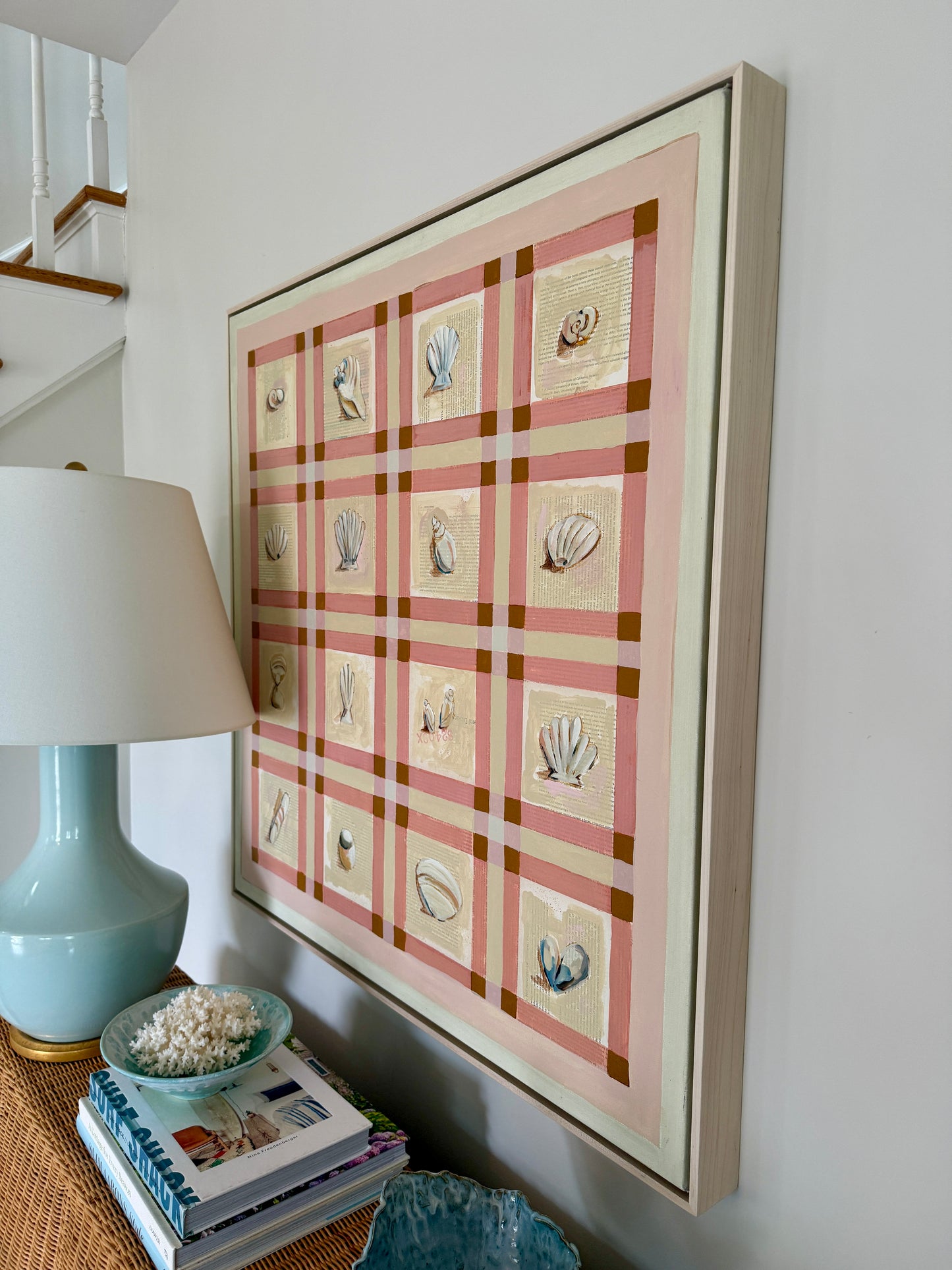 Lauren DeMarco Keepers Seashell Collection Mixed Media in Natural Maple Wood Frame