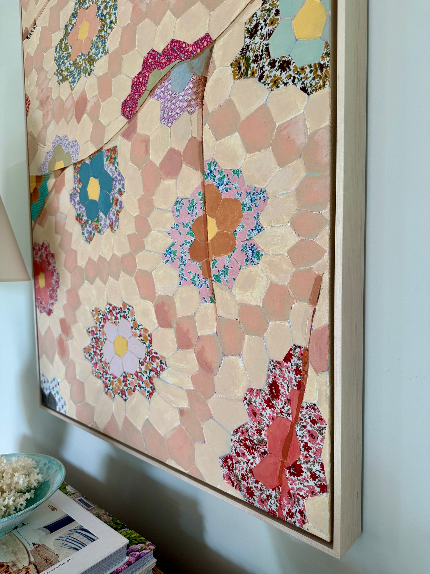 Lauren DeMarco Quilted 2 Mixed Media in Natural Maple Wood Frame