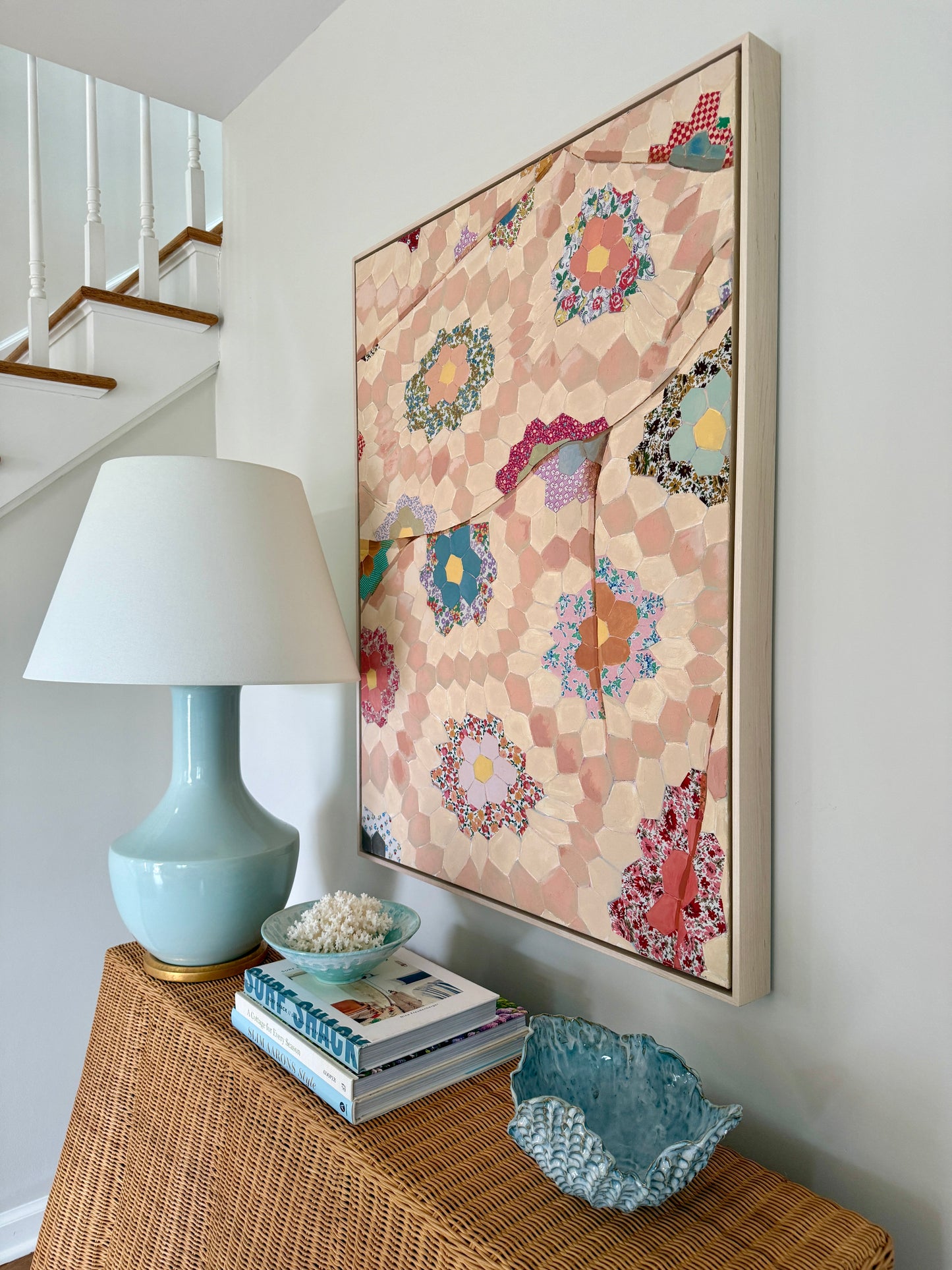 Lauren DeMarco Quilted 2 Mixed Media in Natural Maple Wood Frame