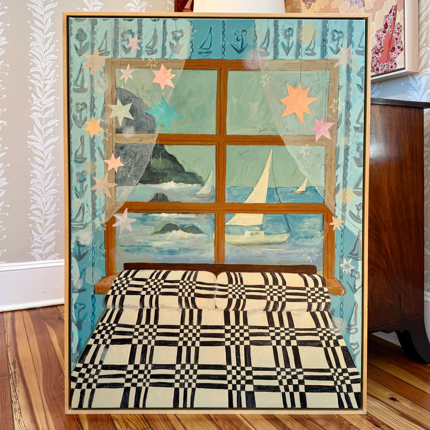 Lauren DeMarco In Your Dreams Mixed Media in Natural Maple Wood Frame