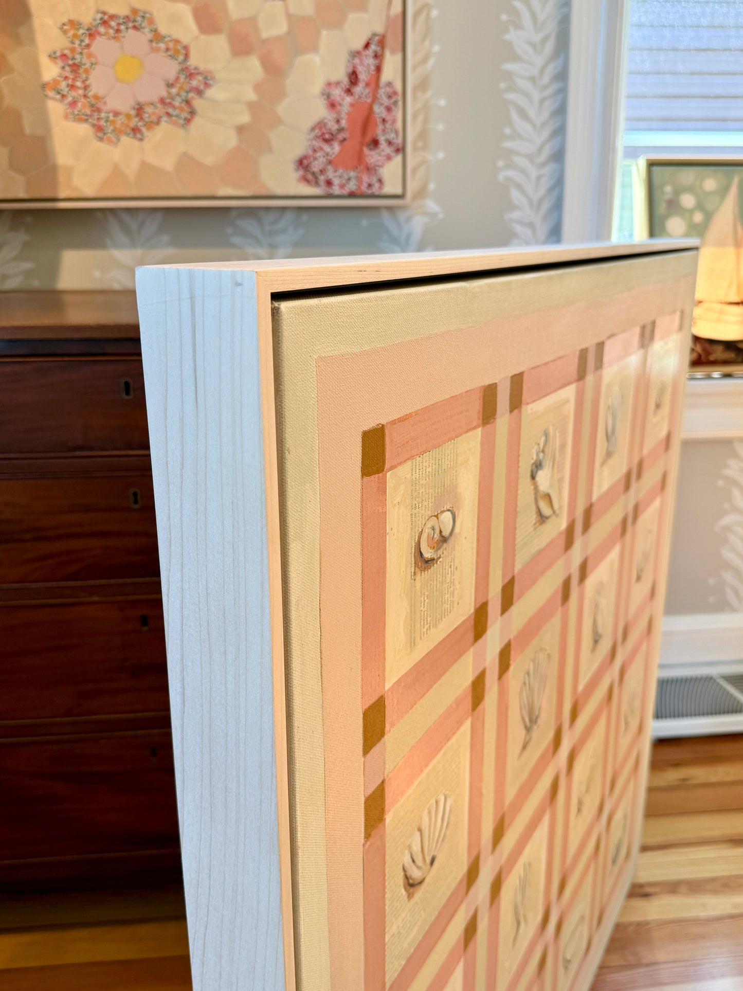 Lauren DeMarco Keepers Seashell Collection Mixed Media in Natural Maple Wood Frame