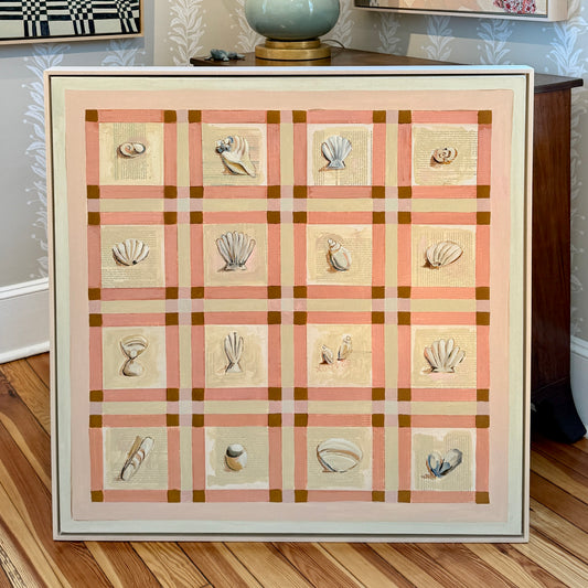 Lauren DeMarco Keepers Seashell Collection Mixed Media in Natural Maple Wood Frame