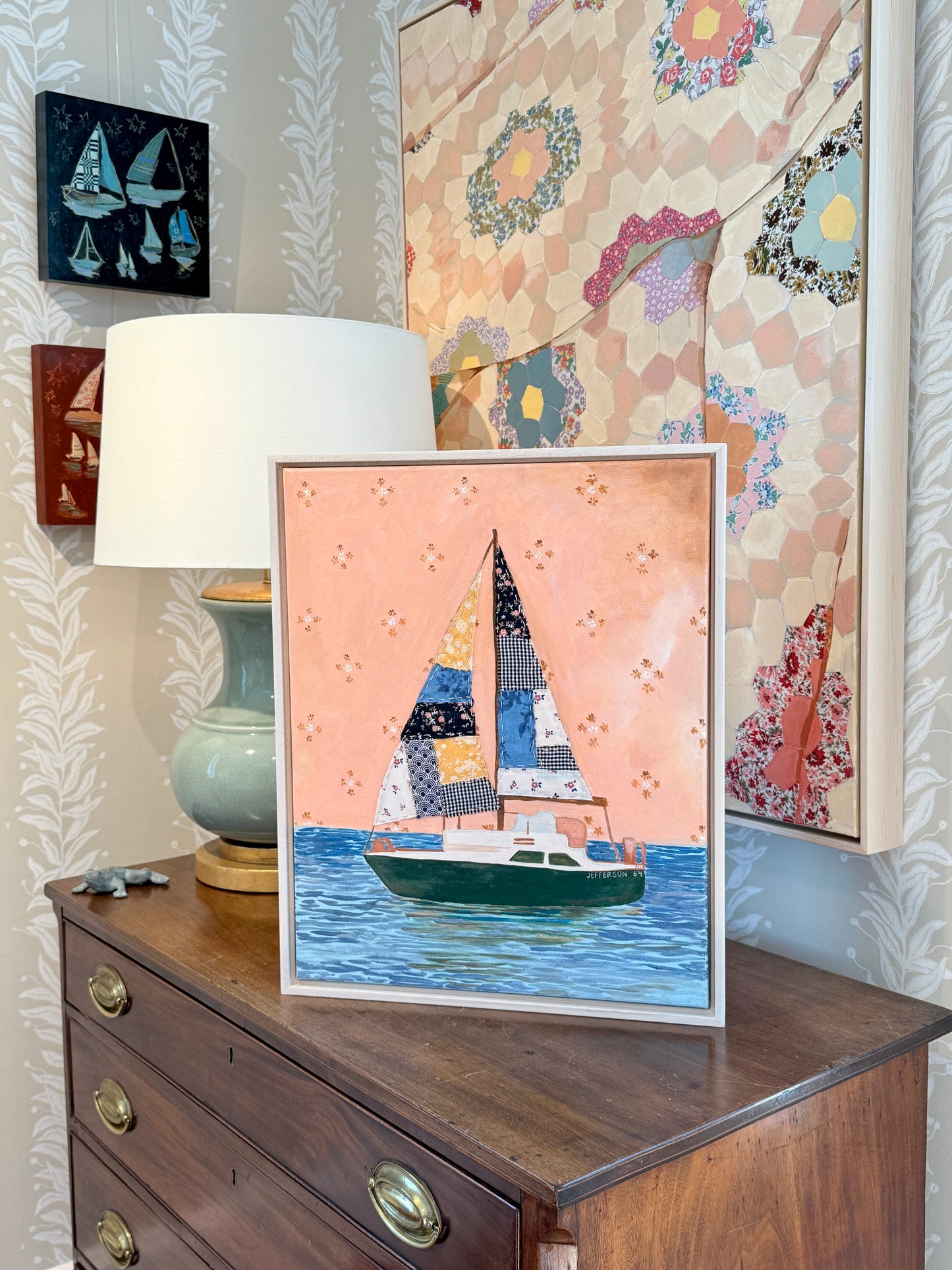 Lauren DeMarco Jefferson 1964 Mixed Media in Natural Maple Wood Frame