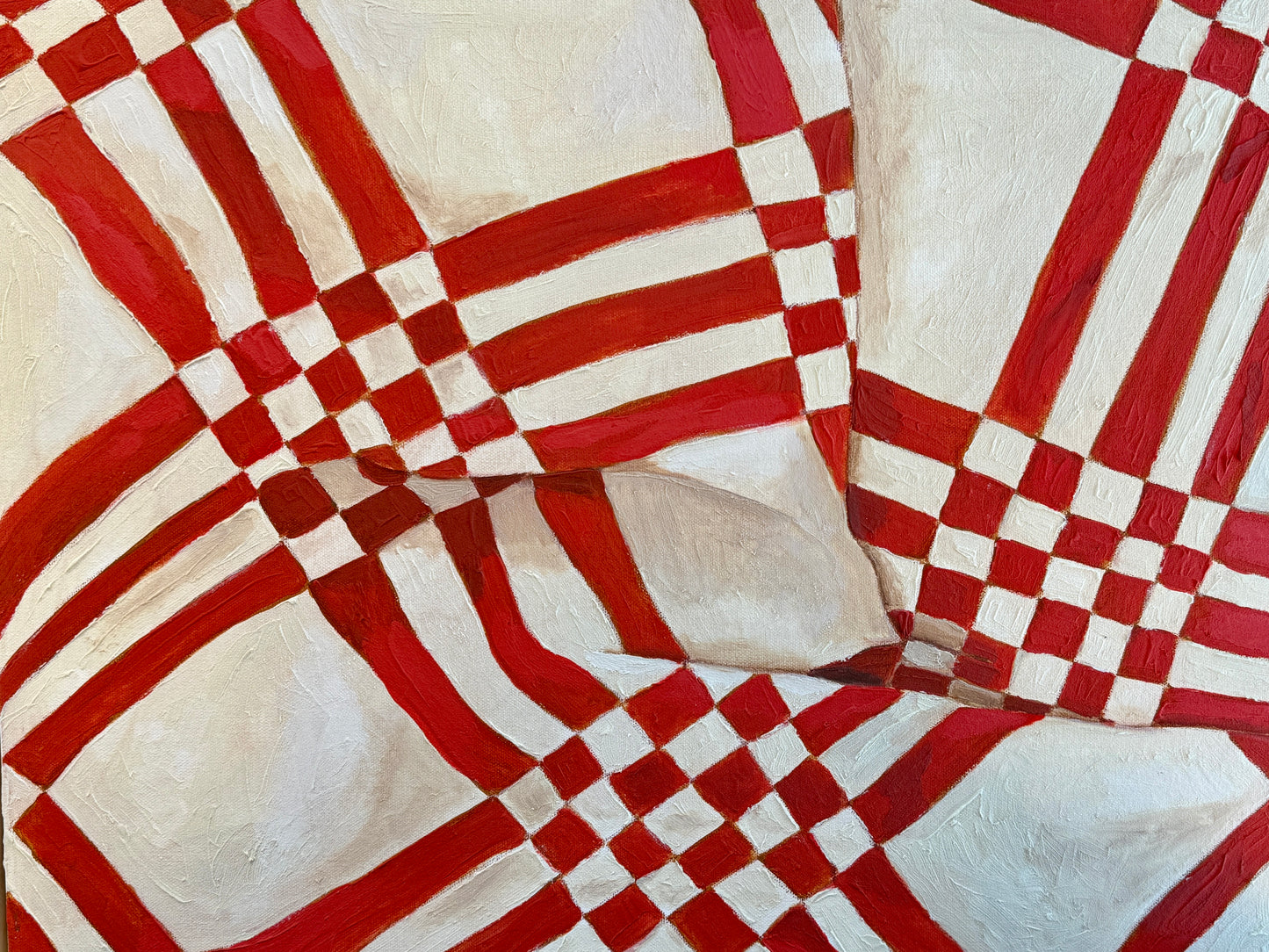 Lauren DeMarco Quilted 4 Acrylic Painting in Natural Maple Wood Frame