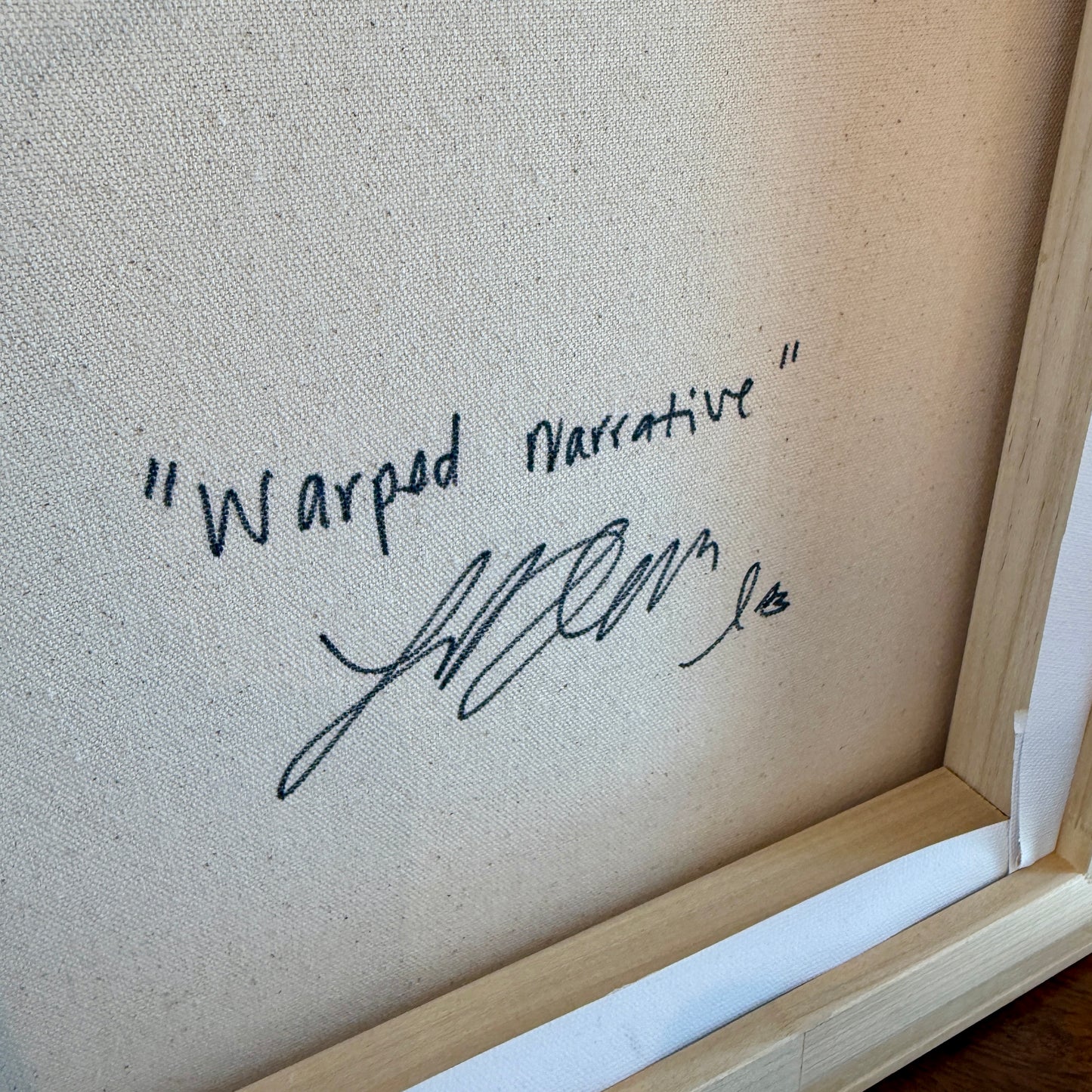 Lauren DeMarco Warped Narrative Acrylic Painting in Natural Maple Wood Frame