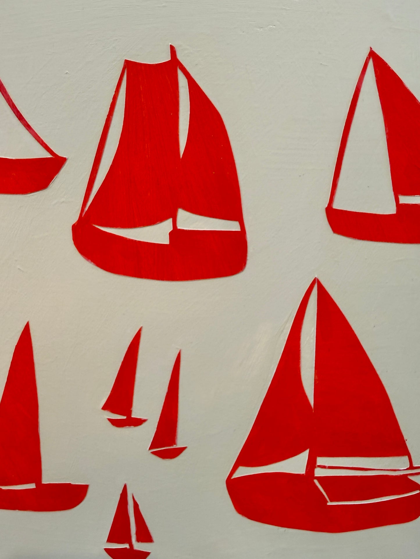 Lauren DeMarco Crystal Clear Sailboat Paper and Acrylic Painting on Wood Panel