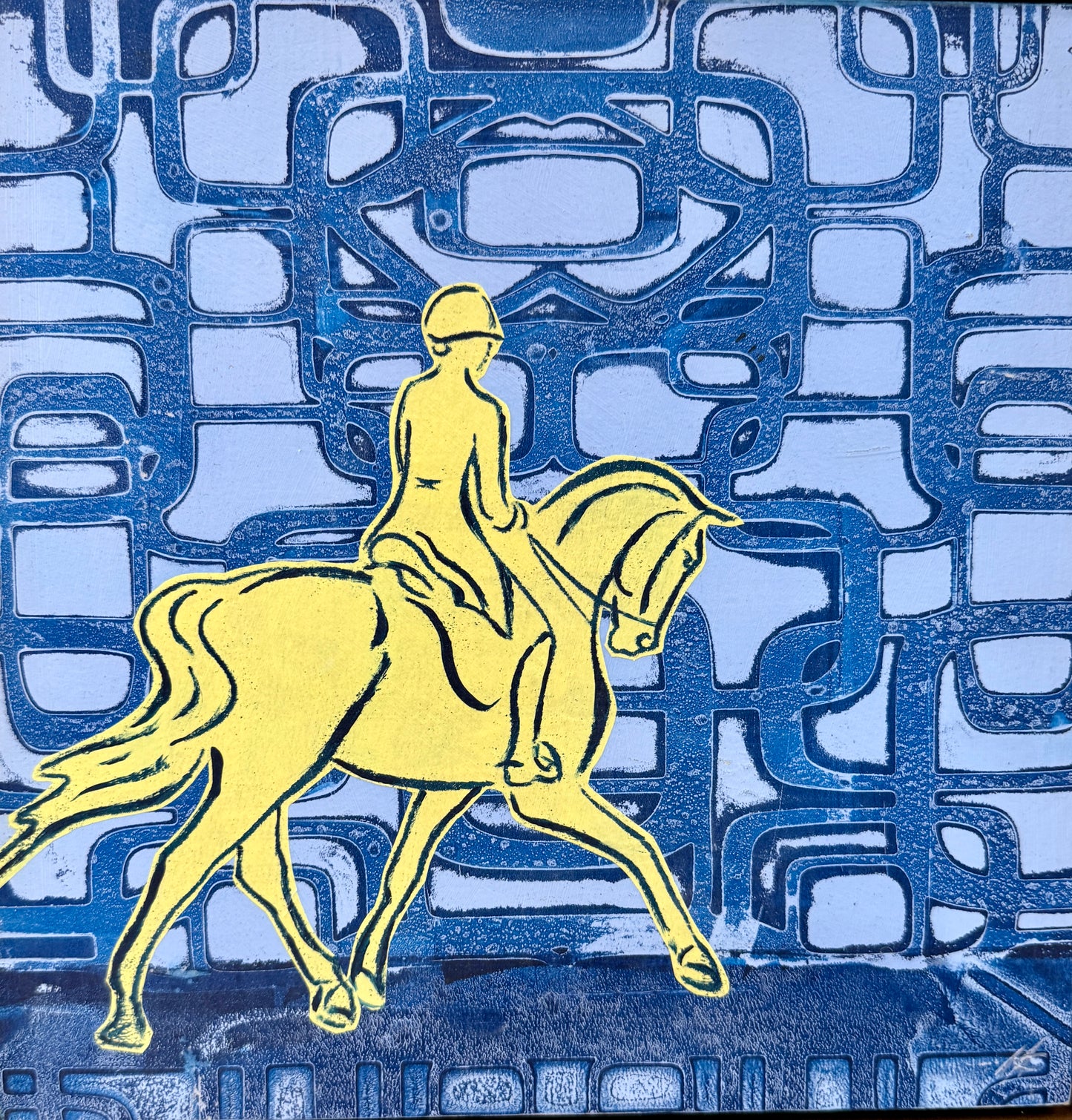 Heather Carey Center Stage Horse Portrait Mixed Media in Gold Floater Frame