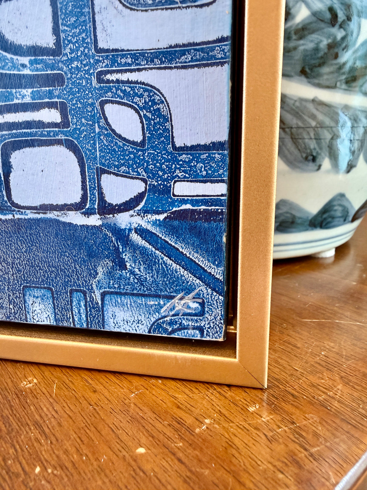 Heather Carey Center Stage Horse Portrait Mixed Media in Gold Floater Frame