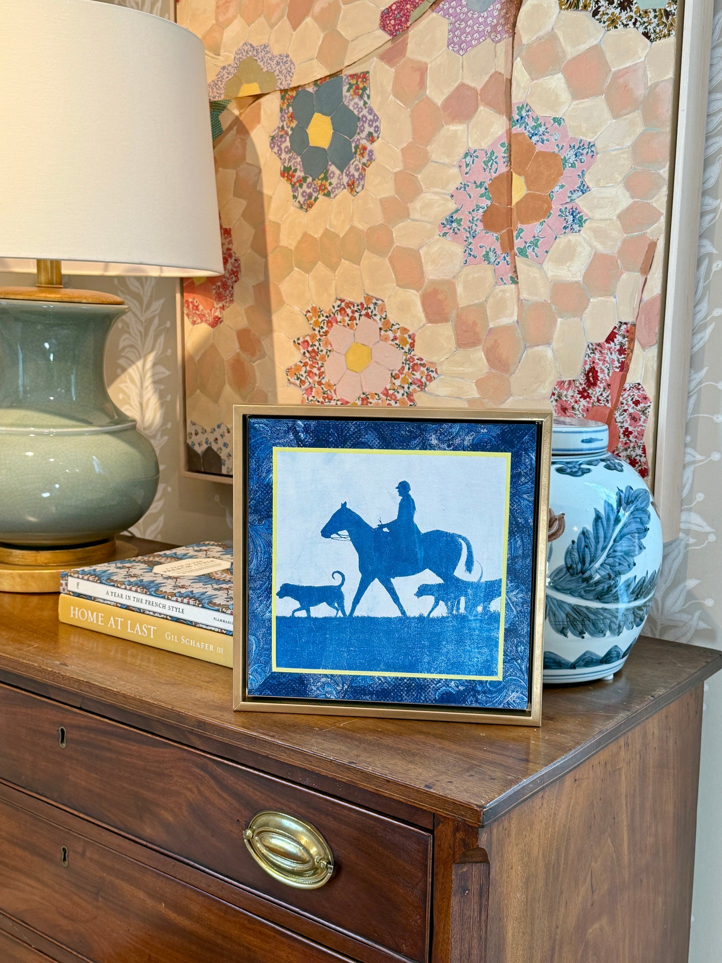 Heather Carey Along for the Ride Horse Portrait Mixed Media in Gold Floater Frame