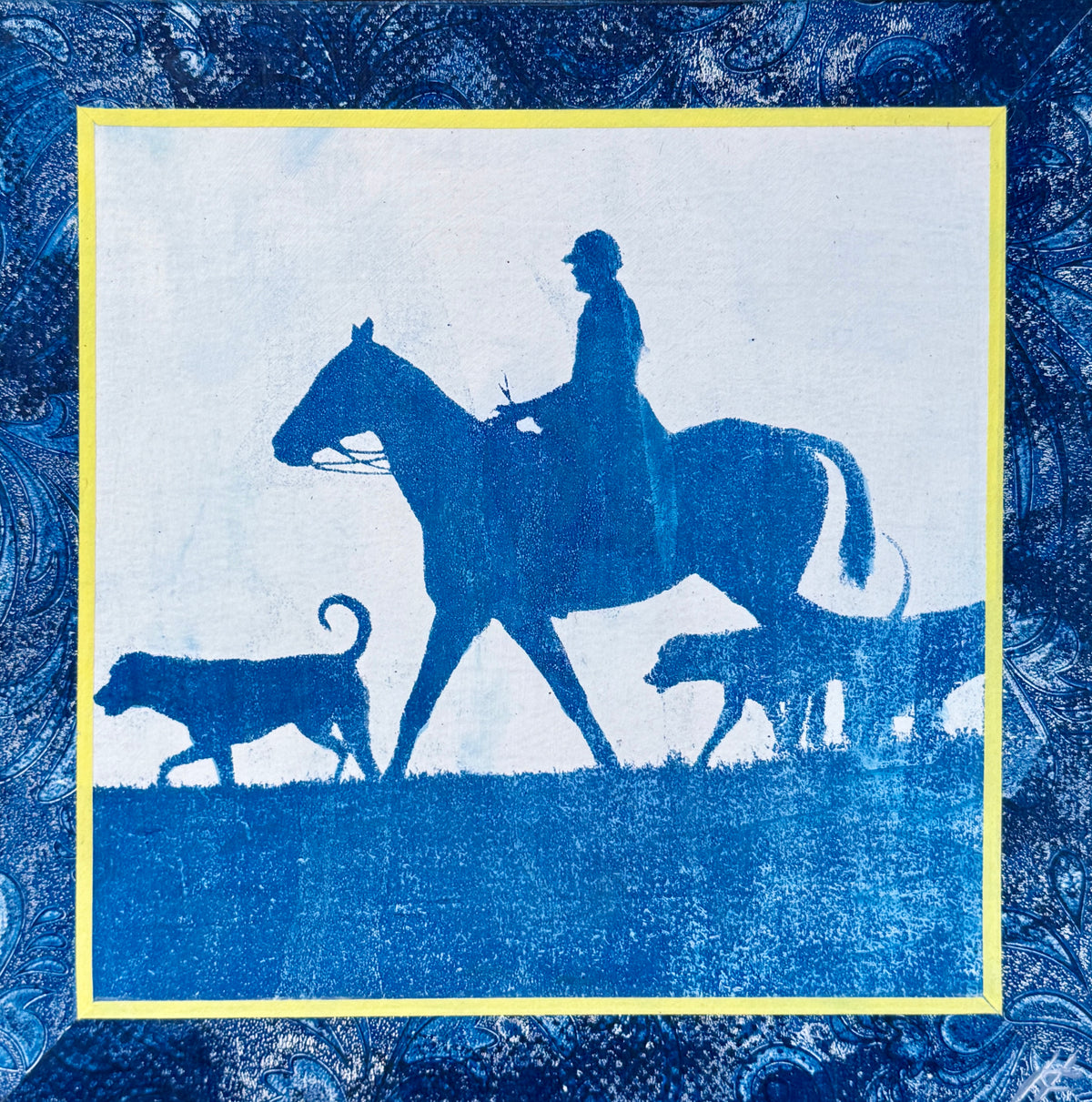 Heather Carey Along for the Ride Horse Portrait Mixed Media in Gold Floater Frame