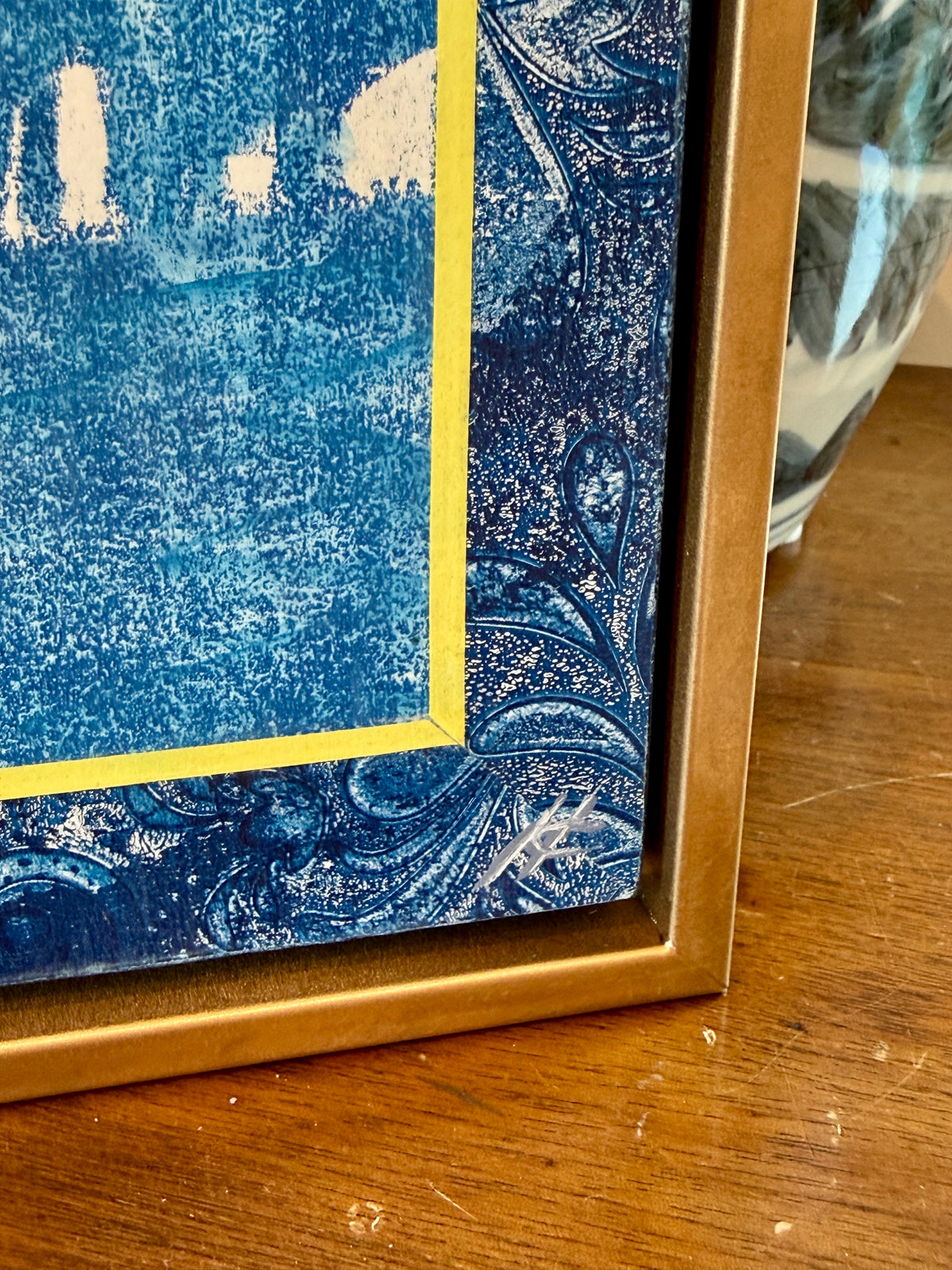 Heather Carey Along for the Ride Horse Portrait Mixed Media in Gold Floater Frame