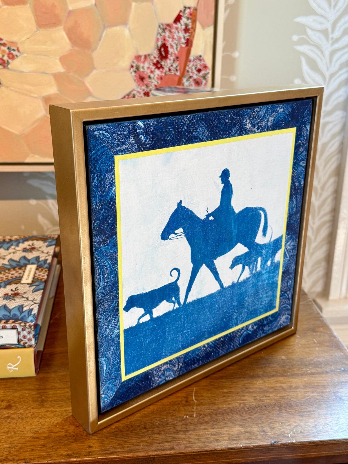 Heather Carey Along for the Ride Horse Portrait Mixed Media in Gold Floater Frame