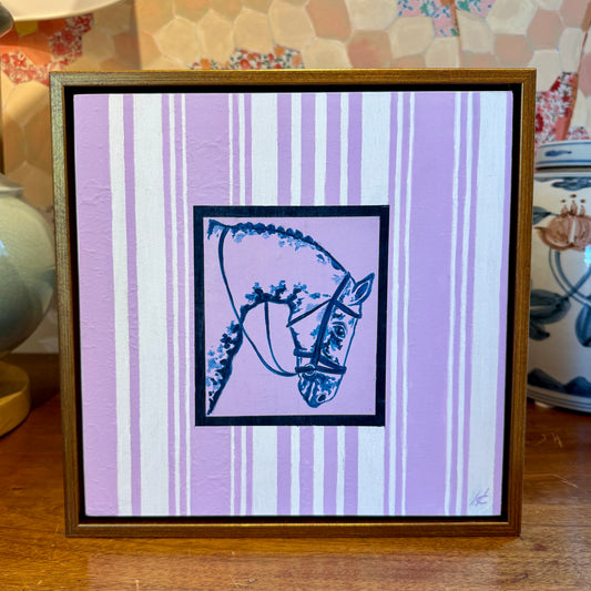 Heather Carey Properly Turned Out Horse Portrait Mixed Media in Gold Floater Frame