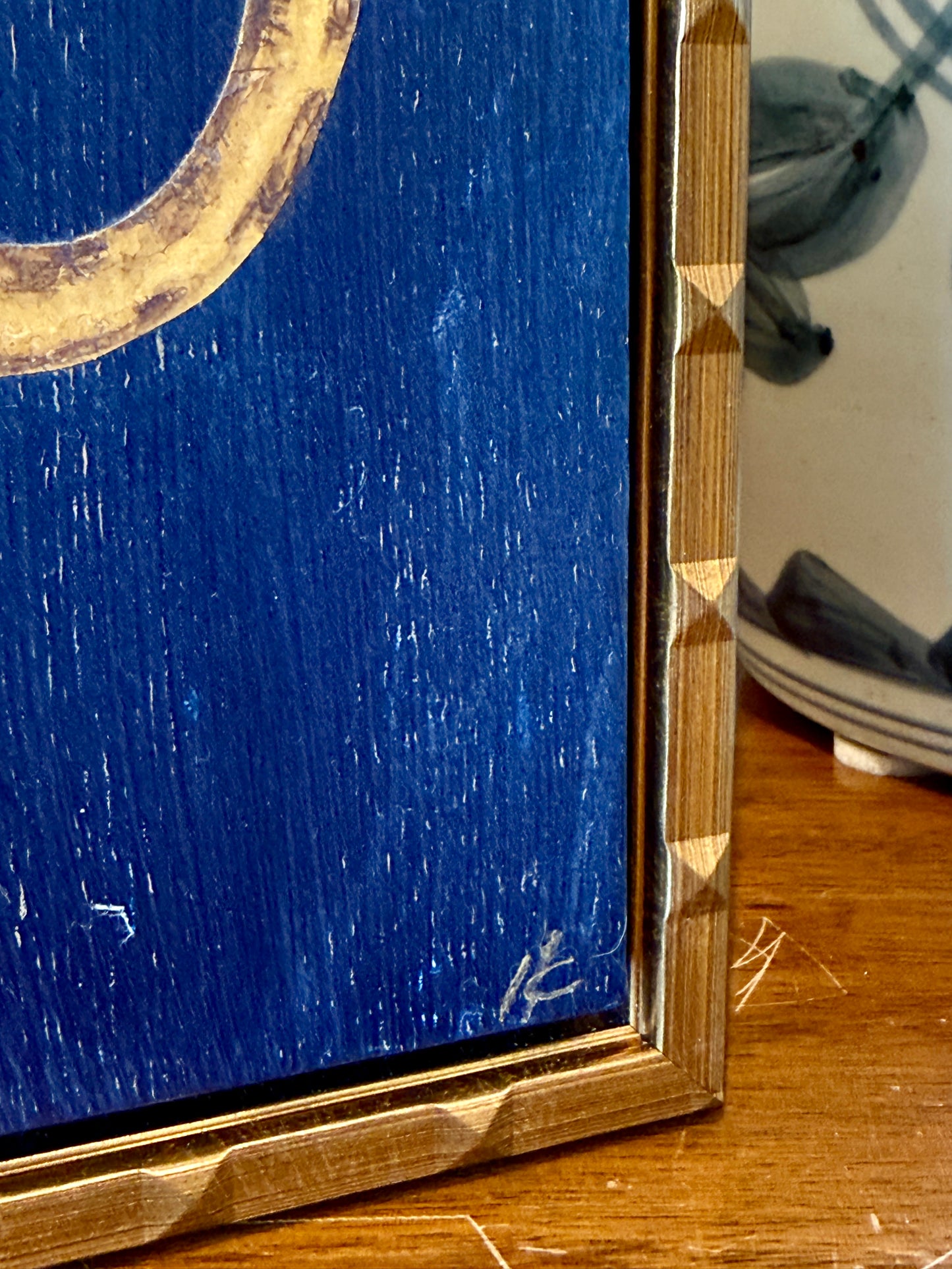 Heather Carey Golden Reins Equestrian Still Life Mixed Media in Gold Floater Frame