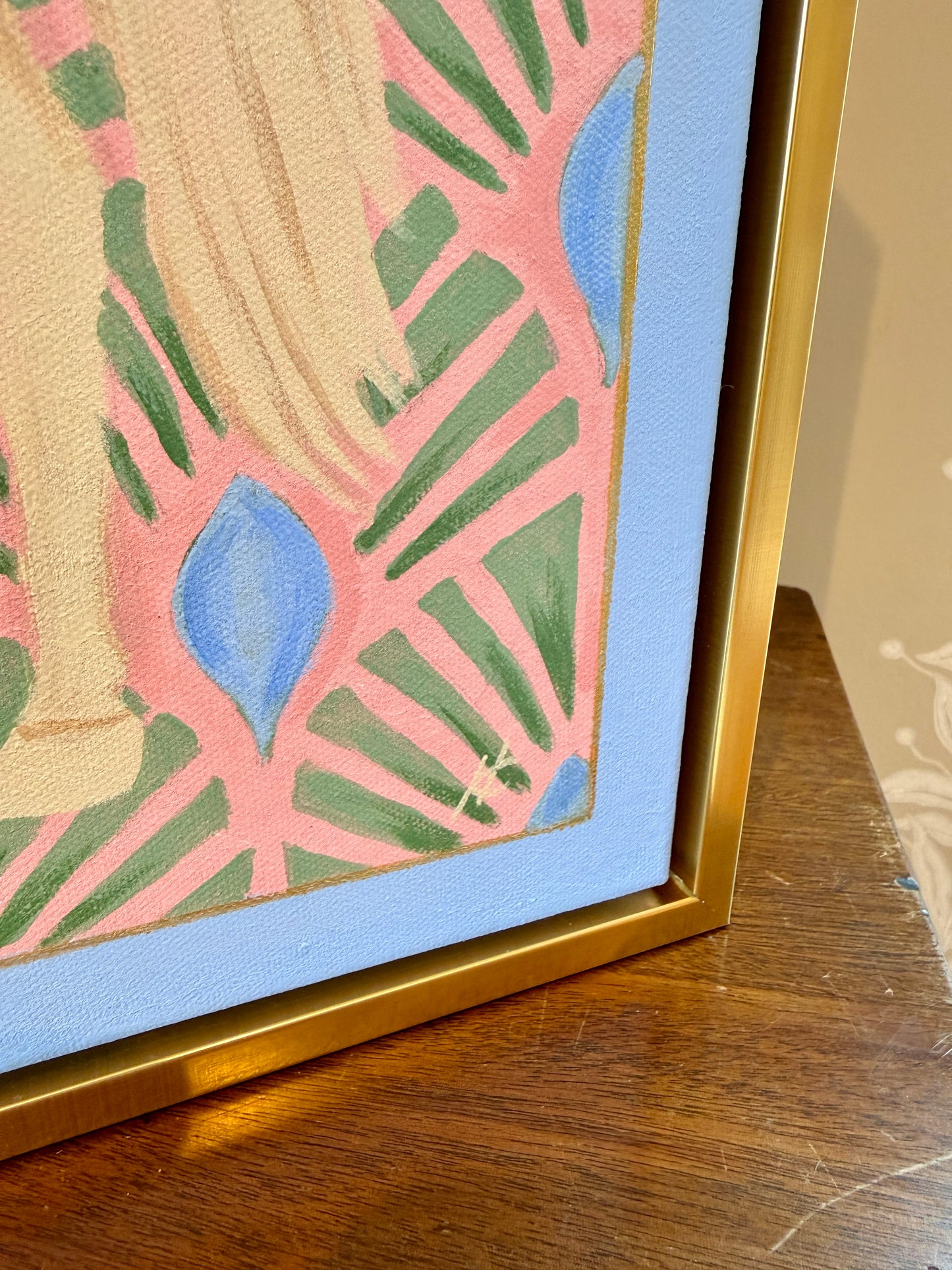 Heather Carey Sunday Best Horse Portrait Painting in Gold Floater Frame