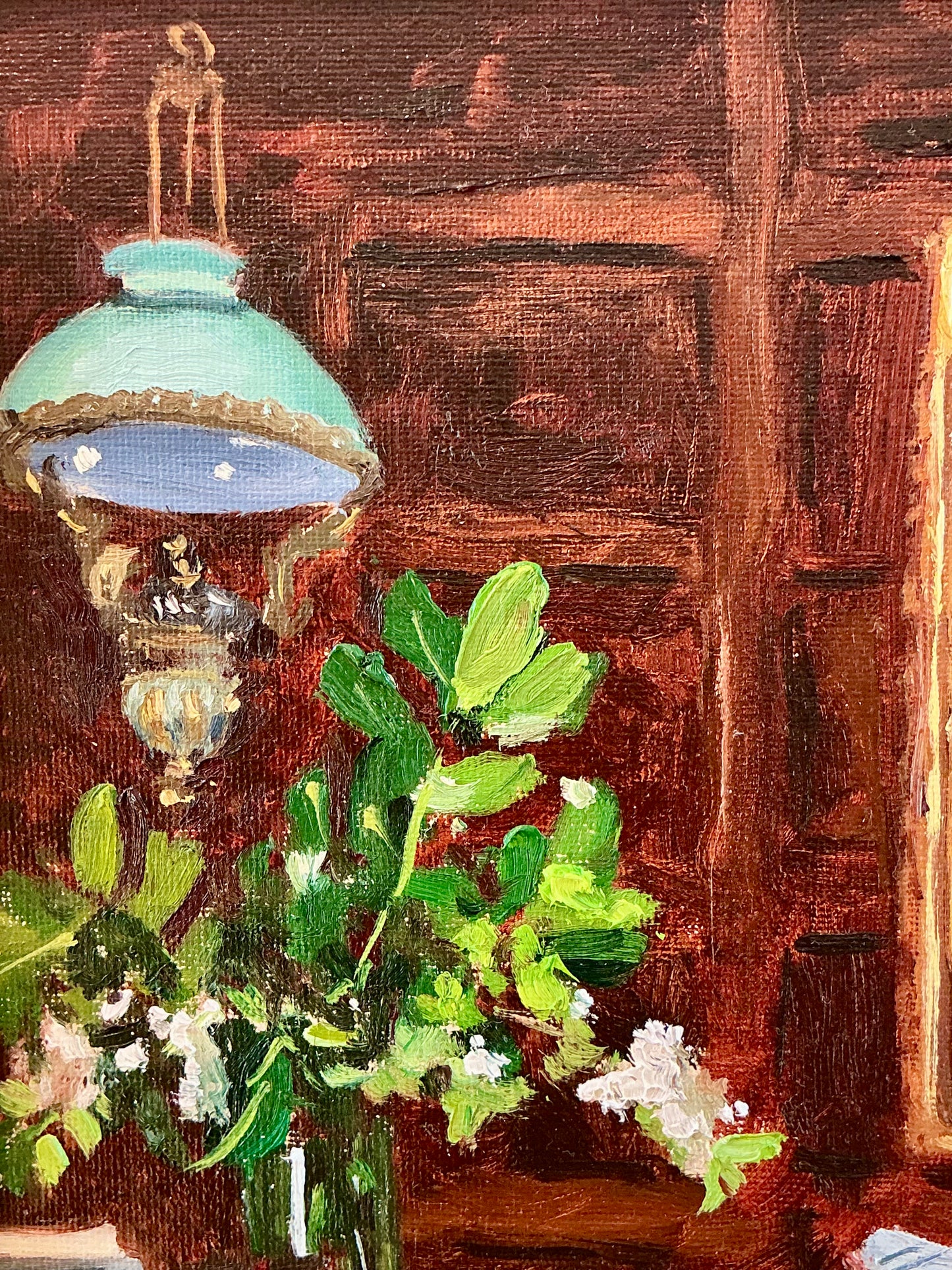 Stephanie Doucet Jacobean Manor House Oil Painting Interior in Gold Frame