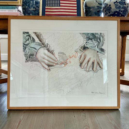 Larry Rivers Big B Signs Up Ben Franklin Bicentennial Lithograph in Wood Frame