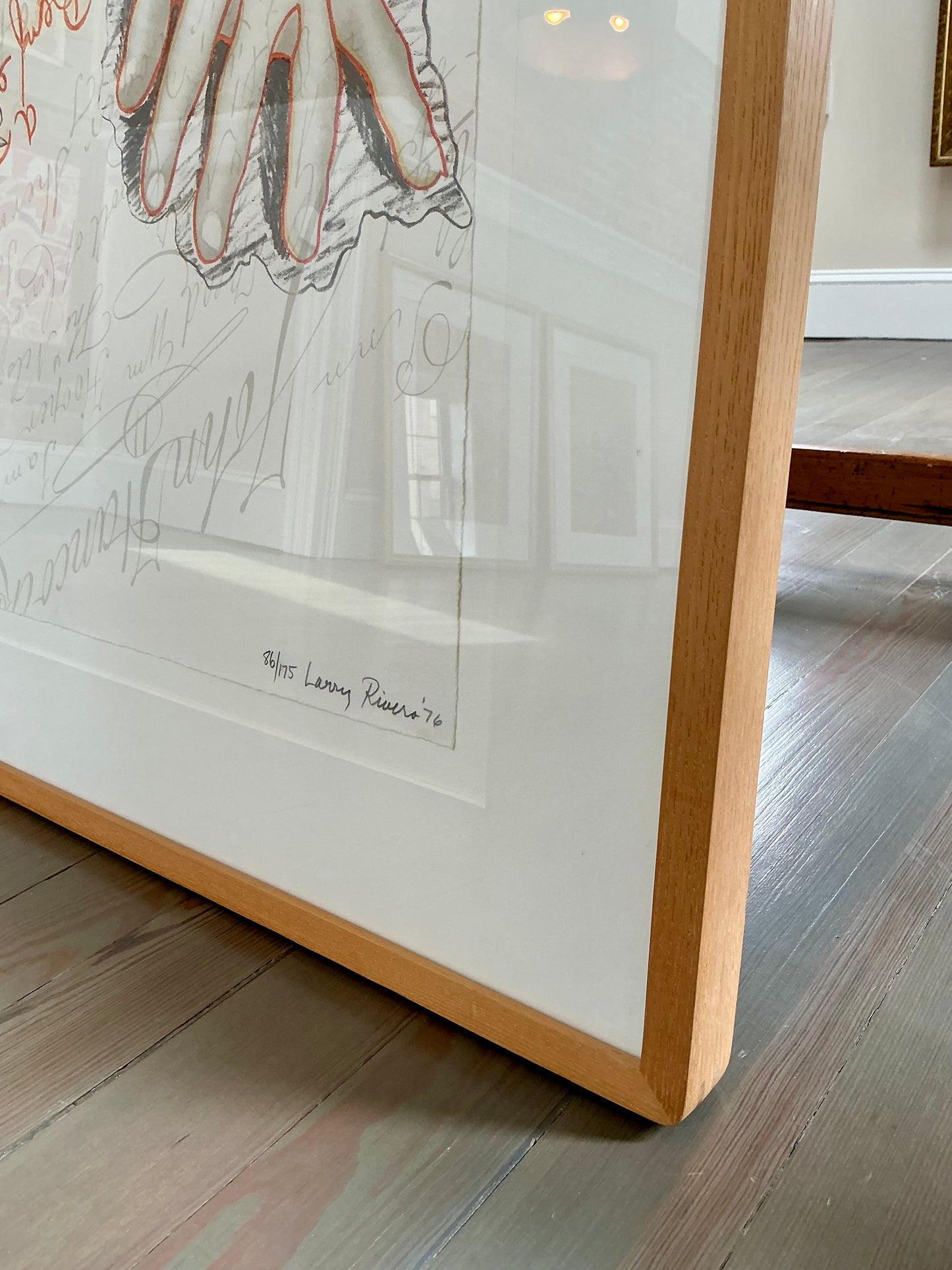 Larry Rivers Big B Signs Up Ben Franklin Bicentennial Lithograph in Wood Frame