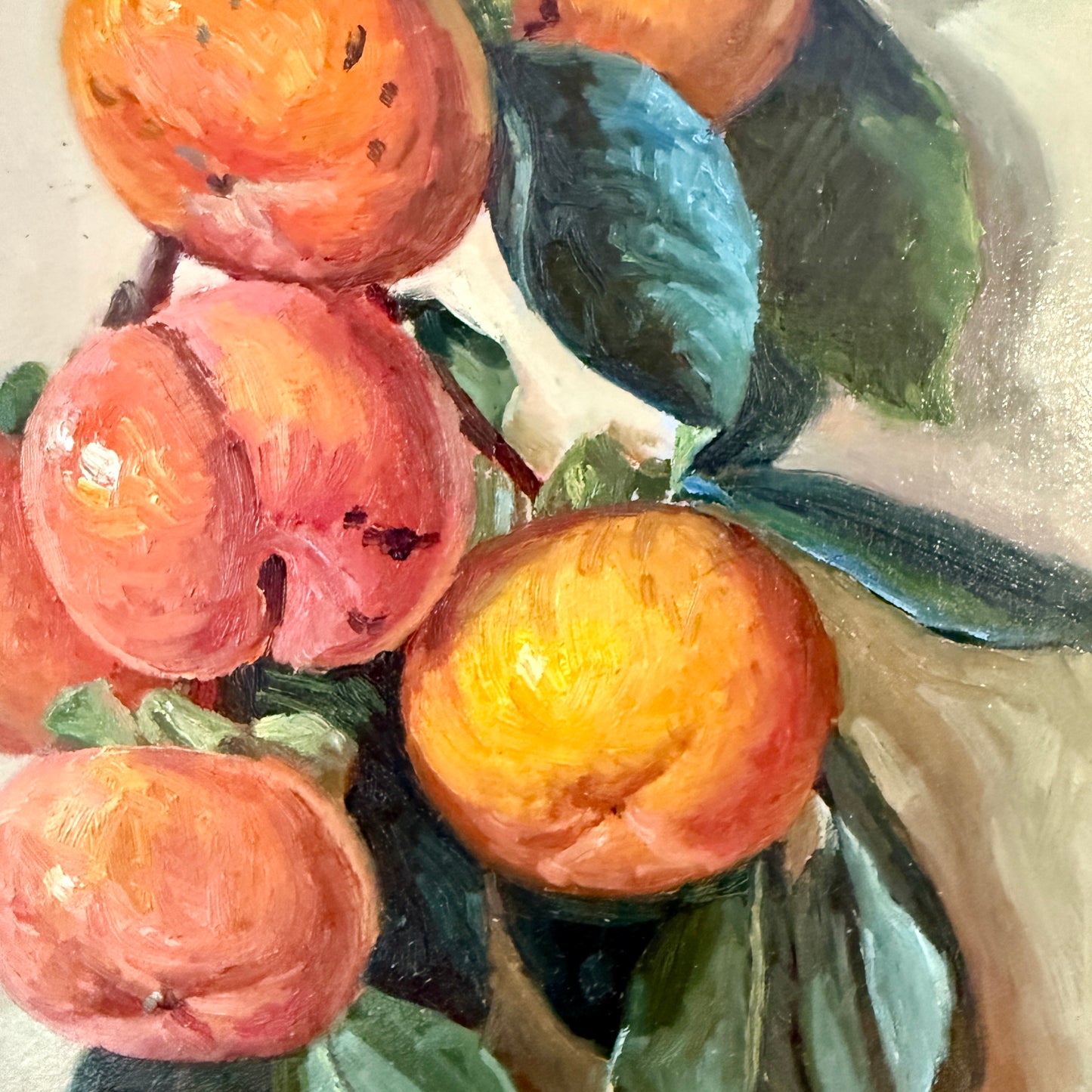 Youqing Wang Hanging Clementines Still Life Oil Painting in Gold Frame