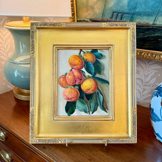 Youqing Wang Hanging Clementines Still Life Oil Painting in Gold Frame