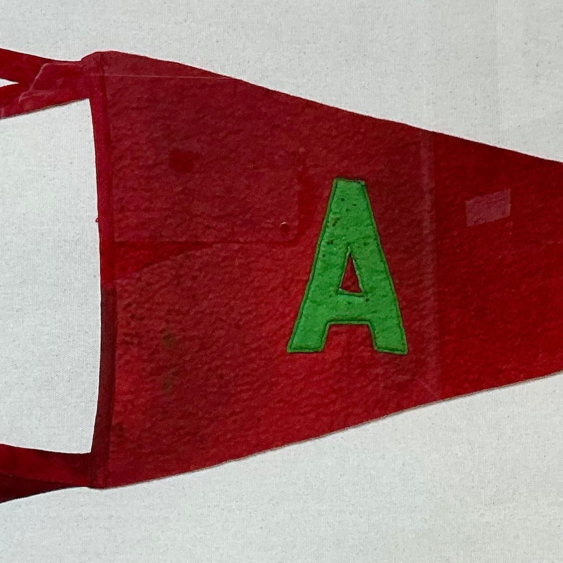 Early 20th Century Wool Felt Initial Pennant Flag "A" on Sail Cloth in Vintage Gold Frame