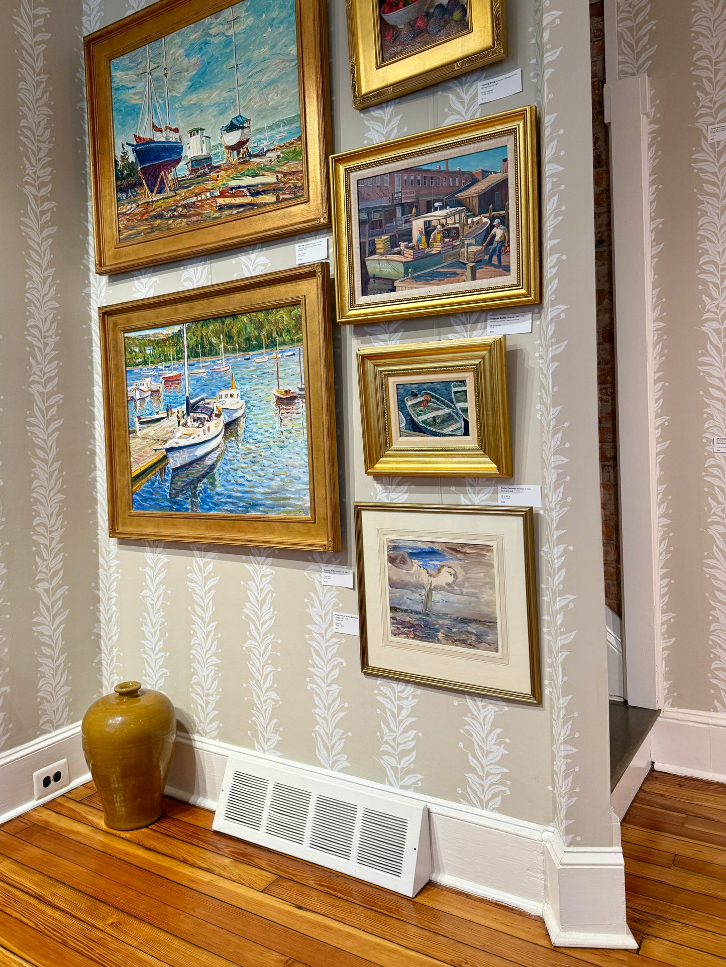 Robert Graham Dryden Alexander Slanting Sails Sailboat in Seascape Watercolor Painting in Gold Frame