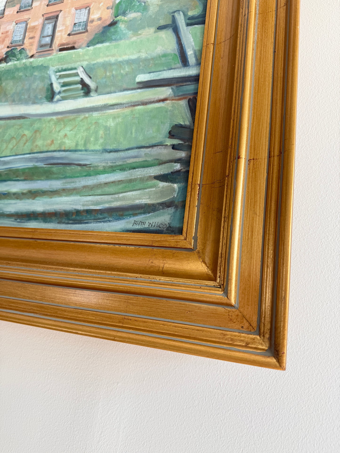 Ruth Wilcox Stone House at Bull Run Manassas, Virginia Oil Painting in Gold Frame