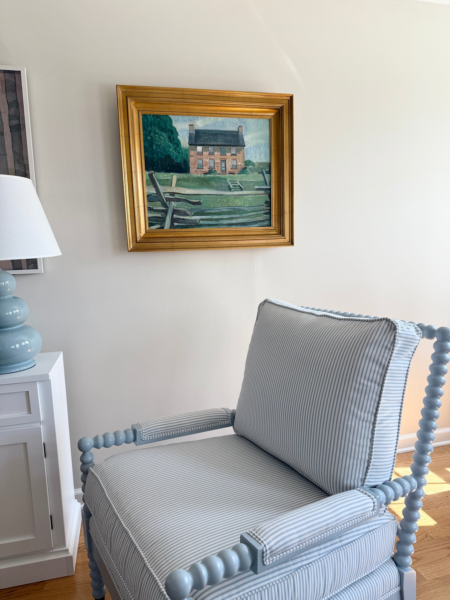 Ruth Wilcox Stone House at Bull Run Manassas, Virginia Oil Painting in Gold Frame